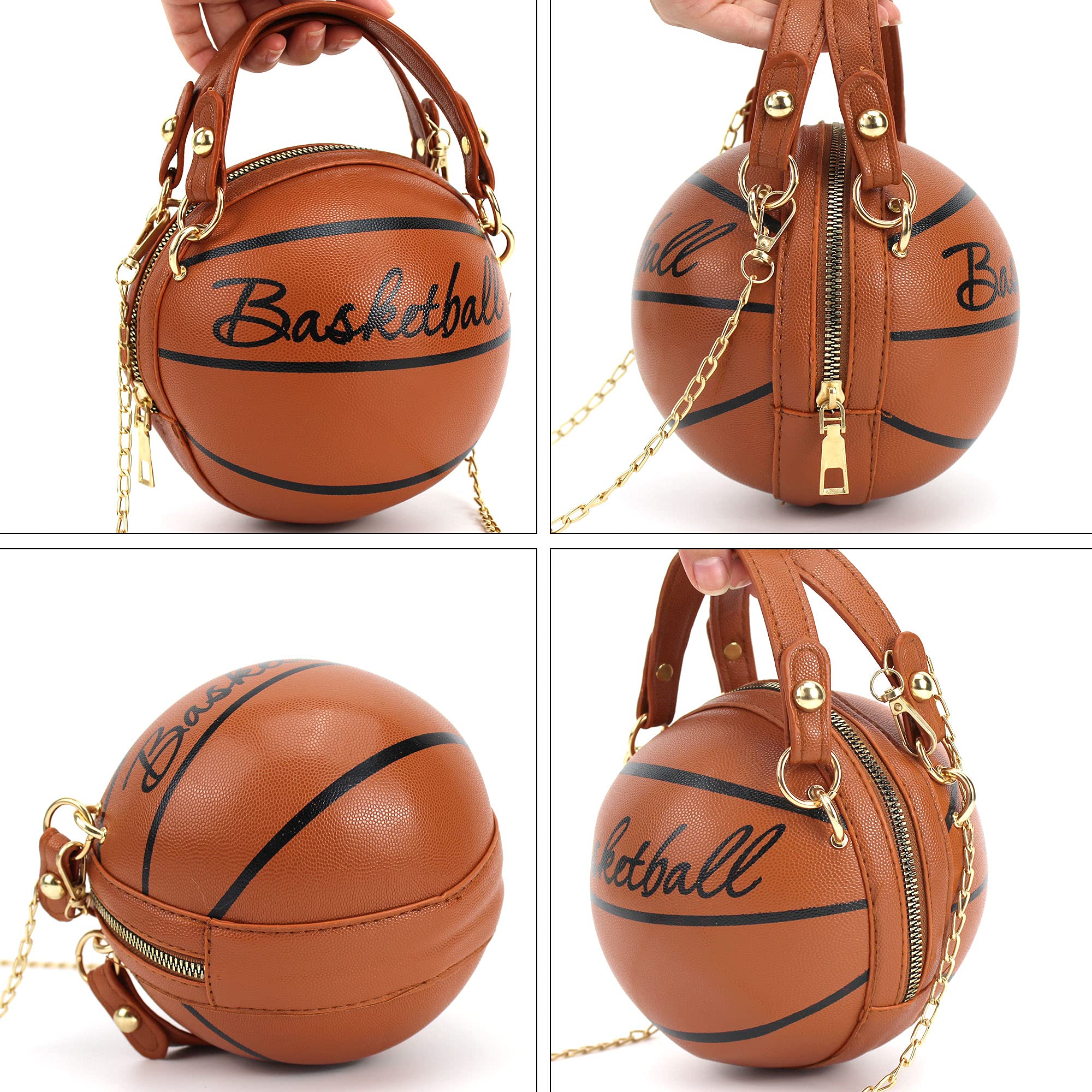 LABANCA Women's PU Leather Basketball Shaped Crossbody Shoulder Bag - Stylish Sporty Handbag for Soccer Fans, Gym, School & Travel Accessories