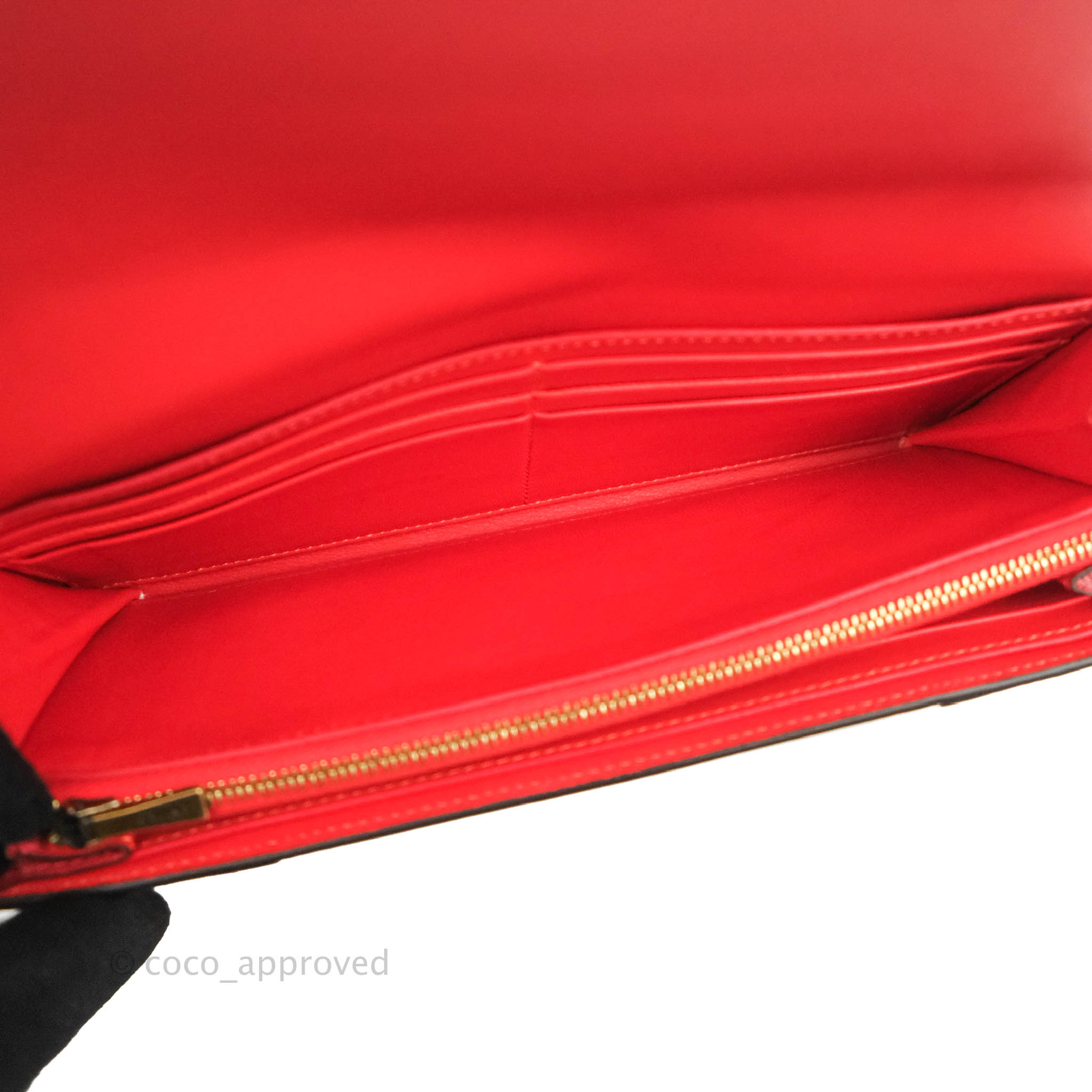 Celine Large Multifunction Flap Wallet in Red Grained Leather - Stylish Women's Crossbody Bag for Everyday Use & Travel Accessories