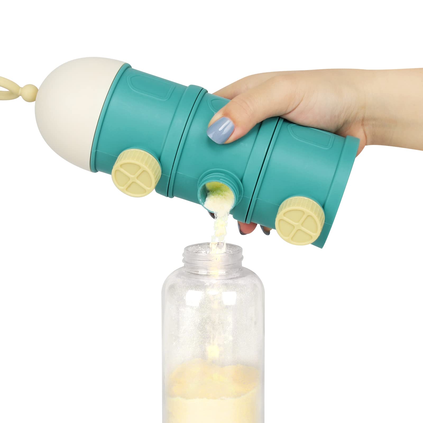 Accmor 3-Layer Stackable Formula Dispenser - Portable Non-Spill Baby Powder & Kids Snack Container (Green) | Perfect for Travel, Daycare & On-the-Go Feeding