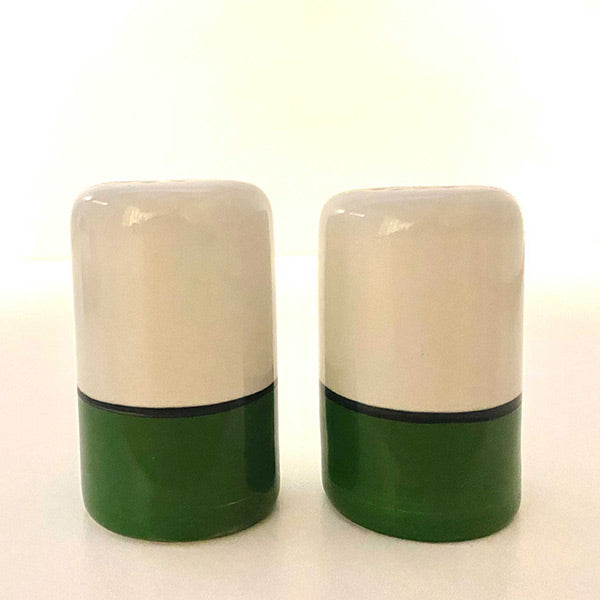 Premium Salt and Pepper Shakers Set - White & Green Holiday Spree Design | Elegant Dining Table Decor for Christmas, Thanksgiving & Home Kitchen Use