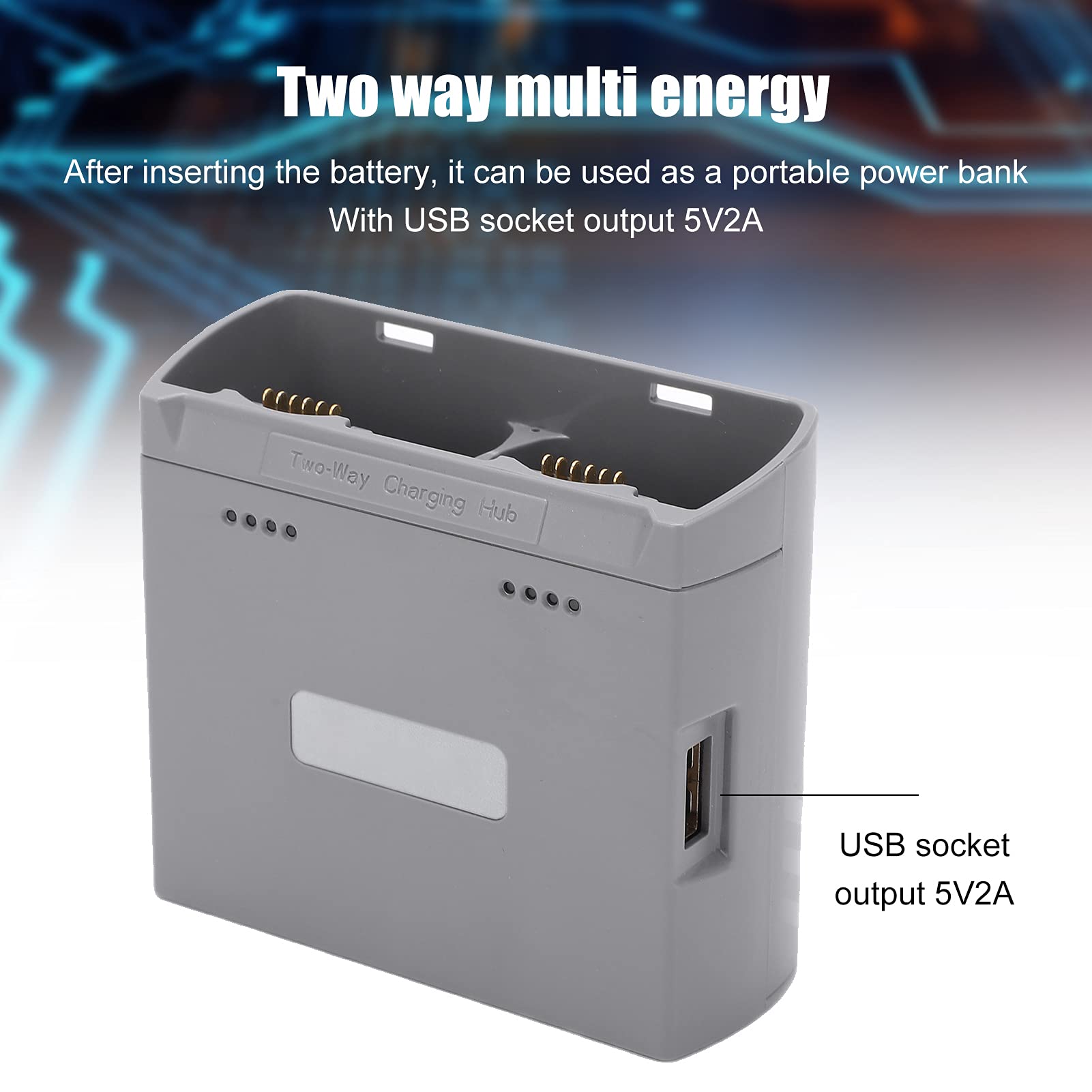 **DJI Mini 2 & Mini SE Smart Drone Battery Charger - Portable Dual-Battery Fast Charging Hub (Grey) - Perfect for Travel, Aerial Photography & Outdoor Adventures**