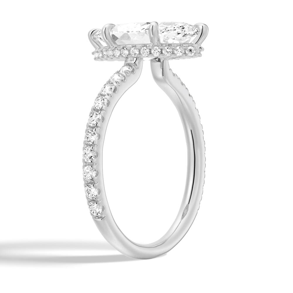 Exquisite French Pavé Marquise Moissanite Engagement Ring with Hidden Halo - Perfect for Proposals, Weddings & Anniversary Gifts | Ethical & Durable Alternative to Diamond
