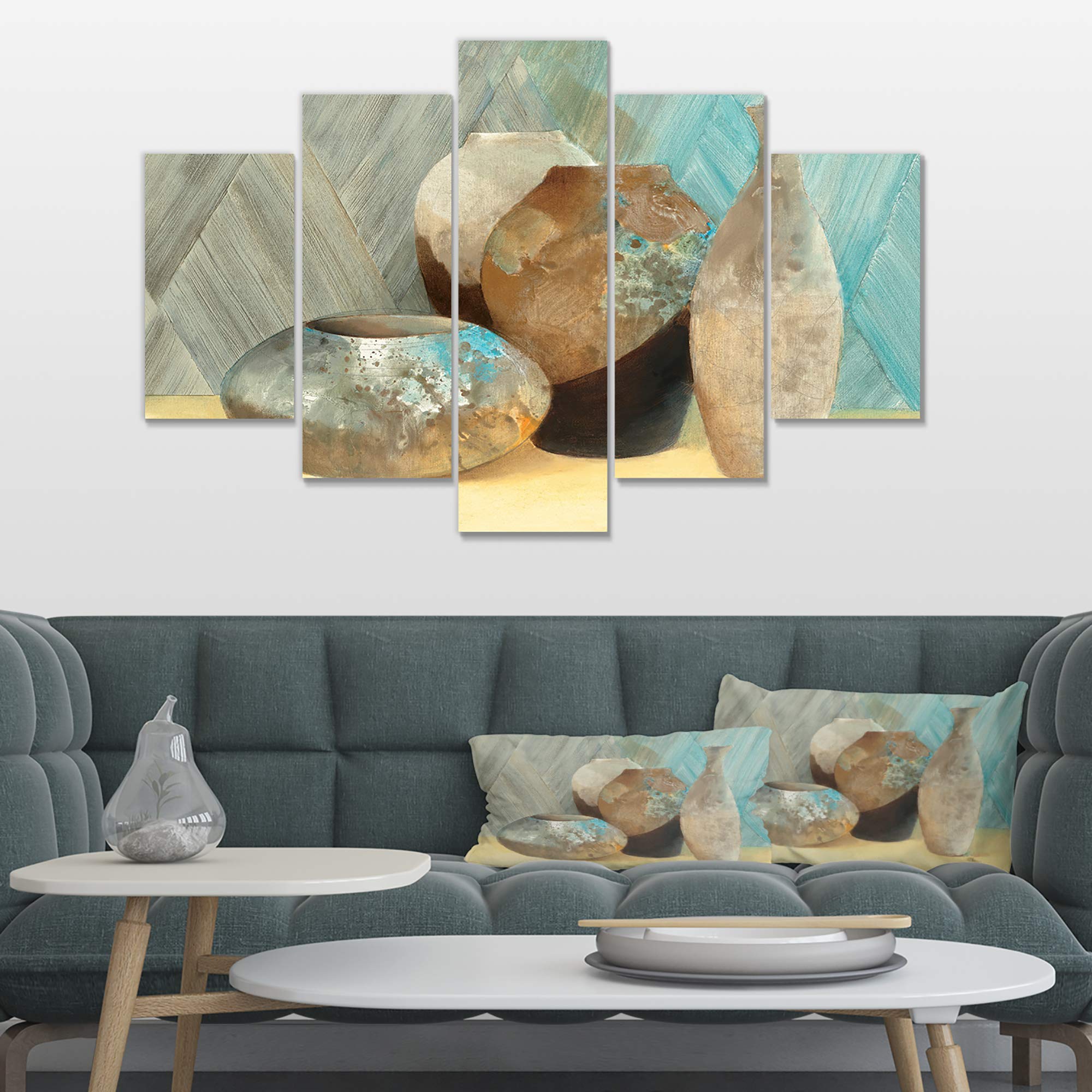 Designart 'Still Life of Vase Bottle Handpainted' Traditional Canvas Wall Art - Perfect for Living Room, Bedroom & Office Decor