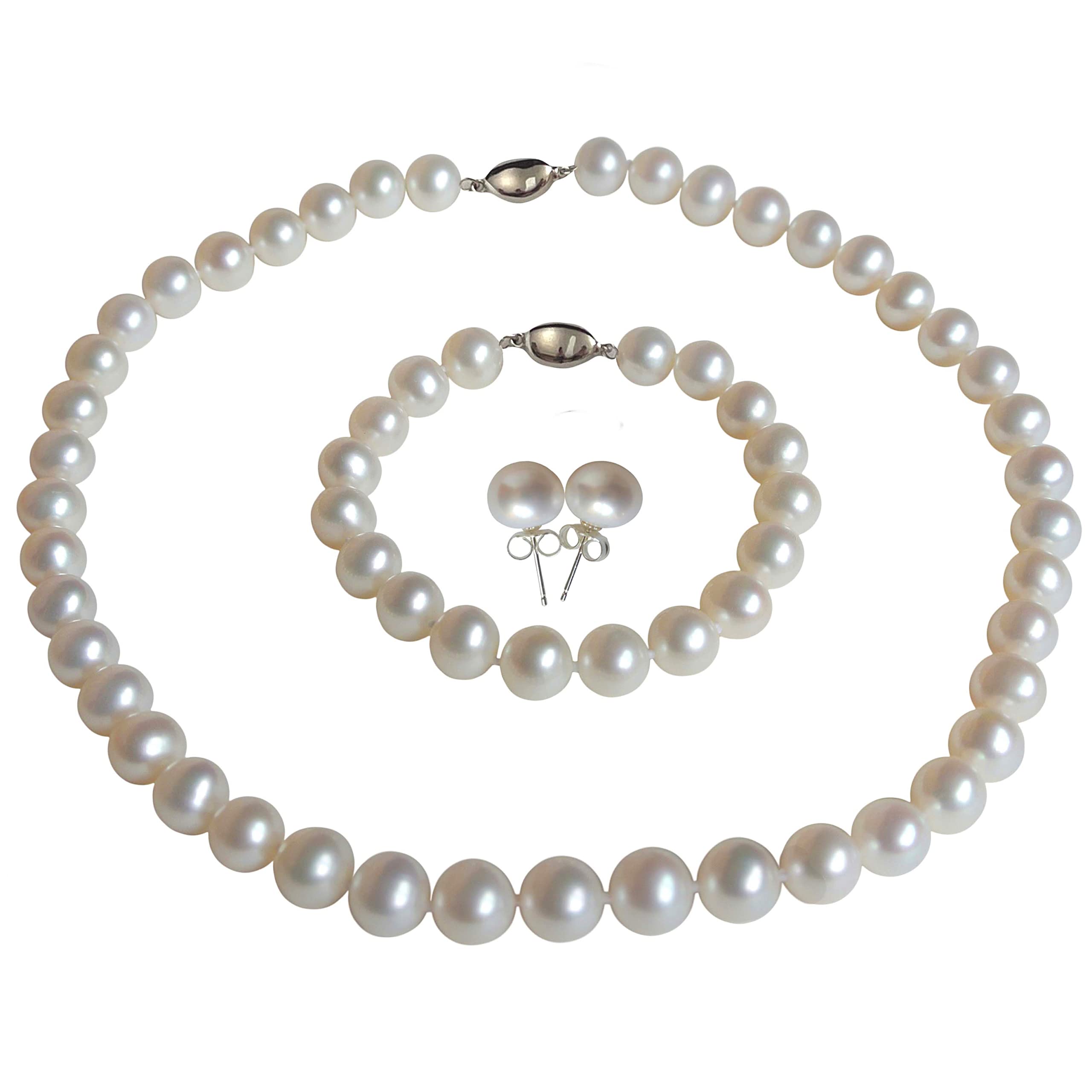 Freshwater Pearl Jewelry Set for Women - Necklace, Bracelet & Earrings - Wedding & Party