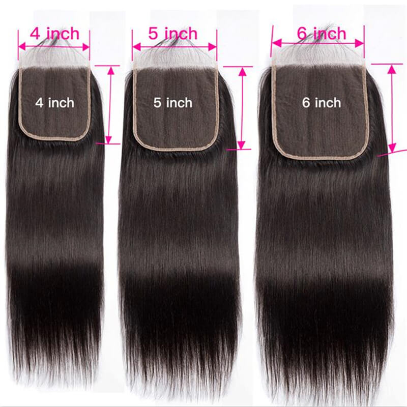 Eullair 100% Human Hair Bundles with Closure 3/4 PCS - 4x4 5x5 6x6 HD Lace Closure - Brazilian Straight Hair Extensions for Women - Perfect for Daily Wear, Parties & Special Occasions