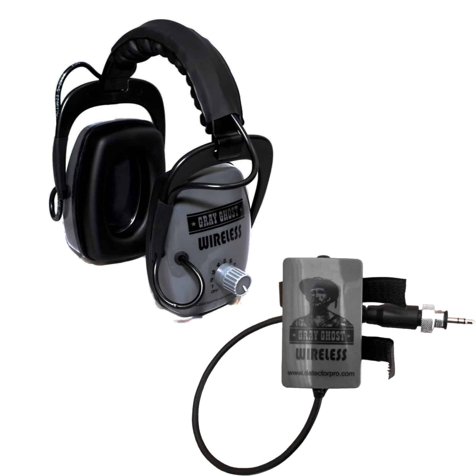 DetectorPro Gray Ghost Wireless Headphones for Minelab Manticore & Equinox Metal Detectors - Premium Noise Cancelling Headset for Treasure Hunting & Metal Detecting Adventures