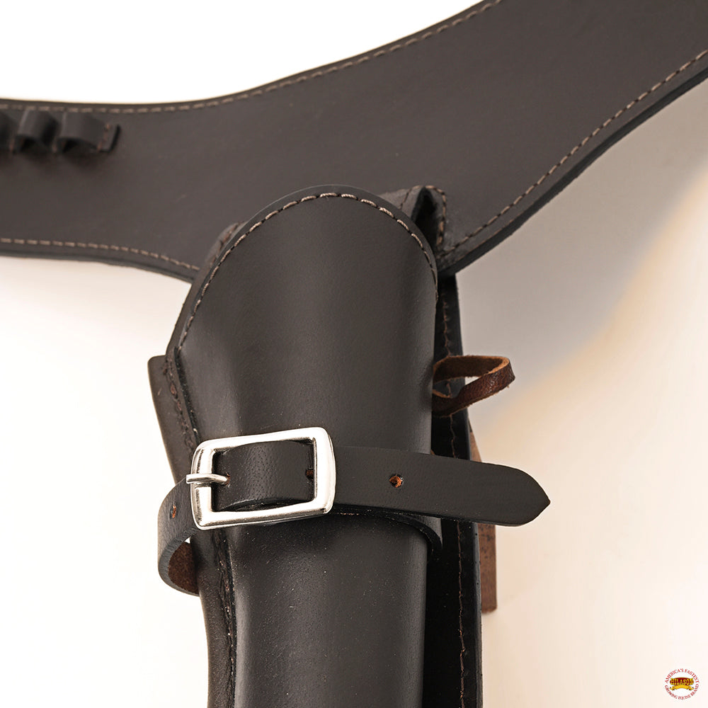 Hilason Western Right Hand Gun Holster Rig for 44/45 Cal - Premium Leather Cowboy Holster for Revolvers | Perfect for Cowboy Action Shooting, Reenactments & Western Style Outfits