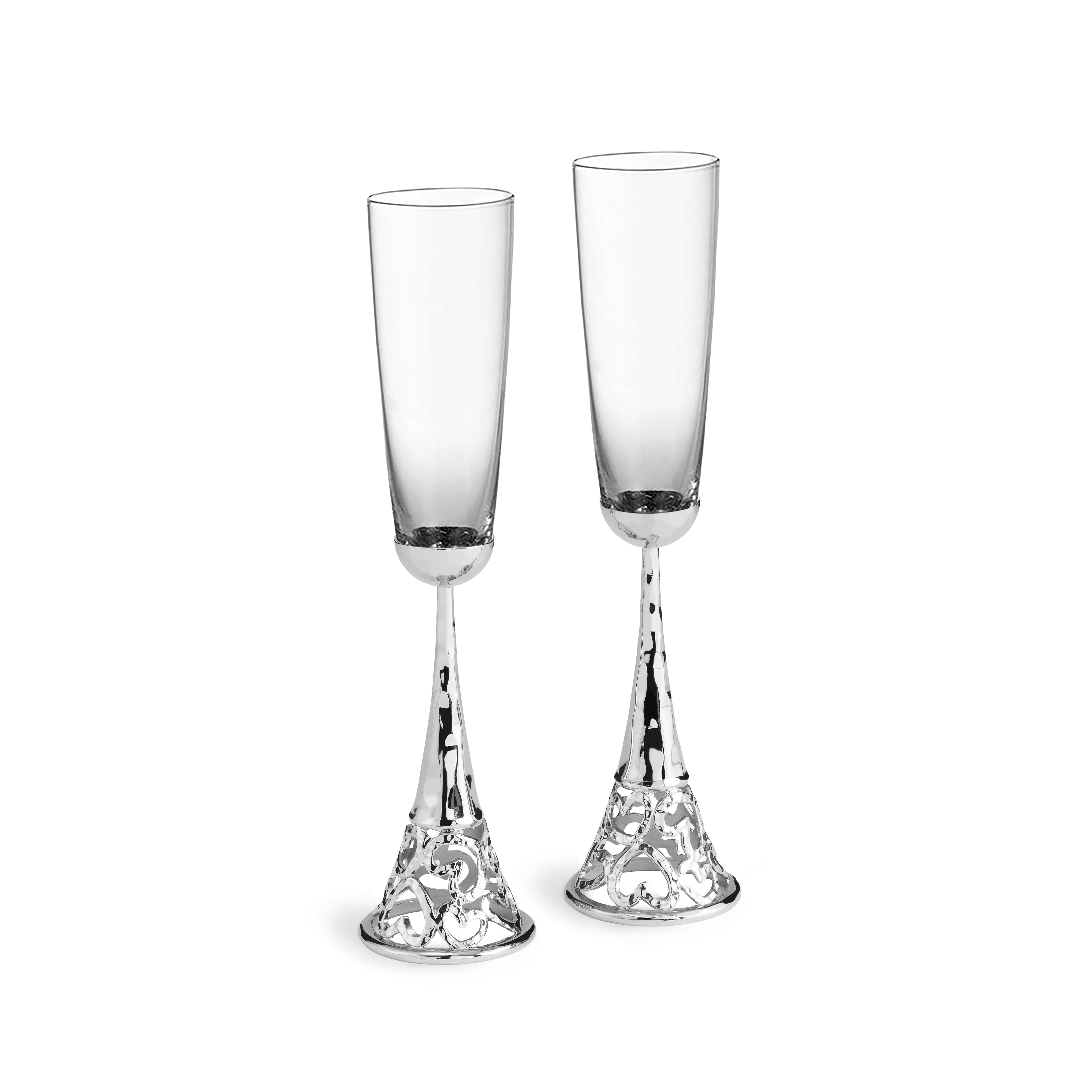 Elegant Heart Toasting Flute Set - 2-Piece Champagne Glasses for Weddings, Anniversaries & Romantic Celebrations - Perfect for Proposals, Toasts & Special Moments