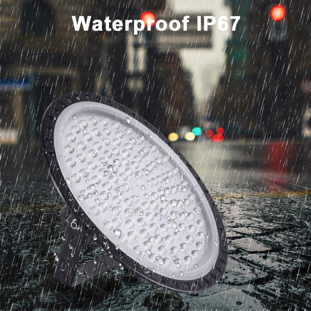 Ankishi UFO LED High Bay Light 4 Pack - 500W 50000LM Waterproof Commercial Lighting with Brackets, 6500K Daylight White - Warehouse, Workshop, Factory, Gym - 2000W HID/HPS Equivalent - Energy Saving & Durable Industrial Lights for Indoor/Outdoor Use