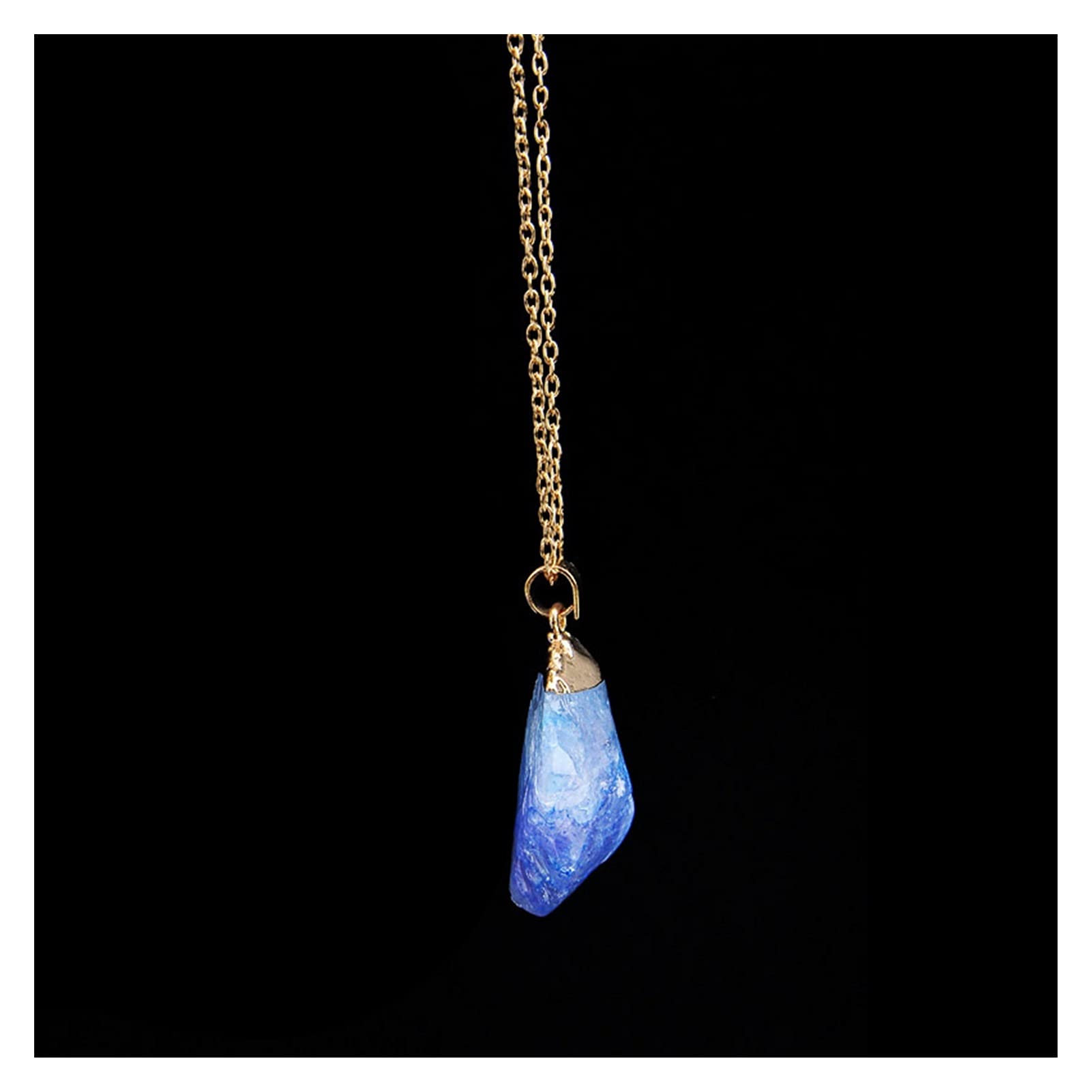 AGOUNOD Natural Stone Pendant Necklace - Handmade Irregular Rough Crystal Energy Jewelry with Gold Chain for Women, Gift for Her, Spiritual Healing & Boho Fashion Accessory (Metallic Color: 07) | Perfect for Meditation, Yoga, Reiki & Everyday Wear