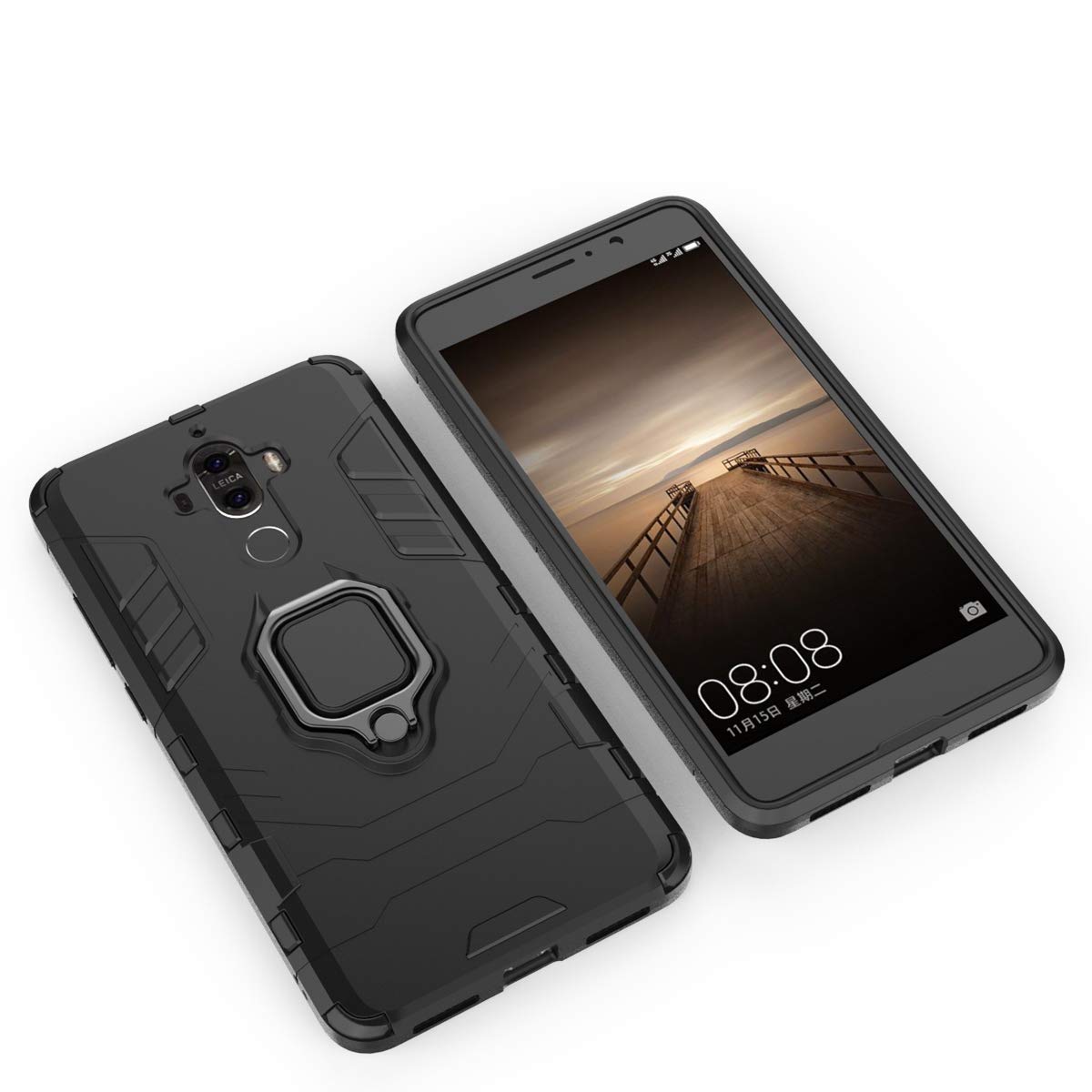 Magnetic Car Phone Holder & 360 Protective Case for Huawei Mate 9 - Compatible with Huawei Mate 9 (Black) | Perfect for Driving, Commuting & Hands-Free Use