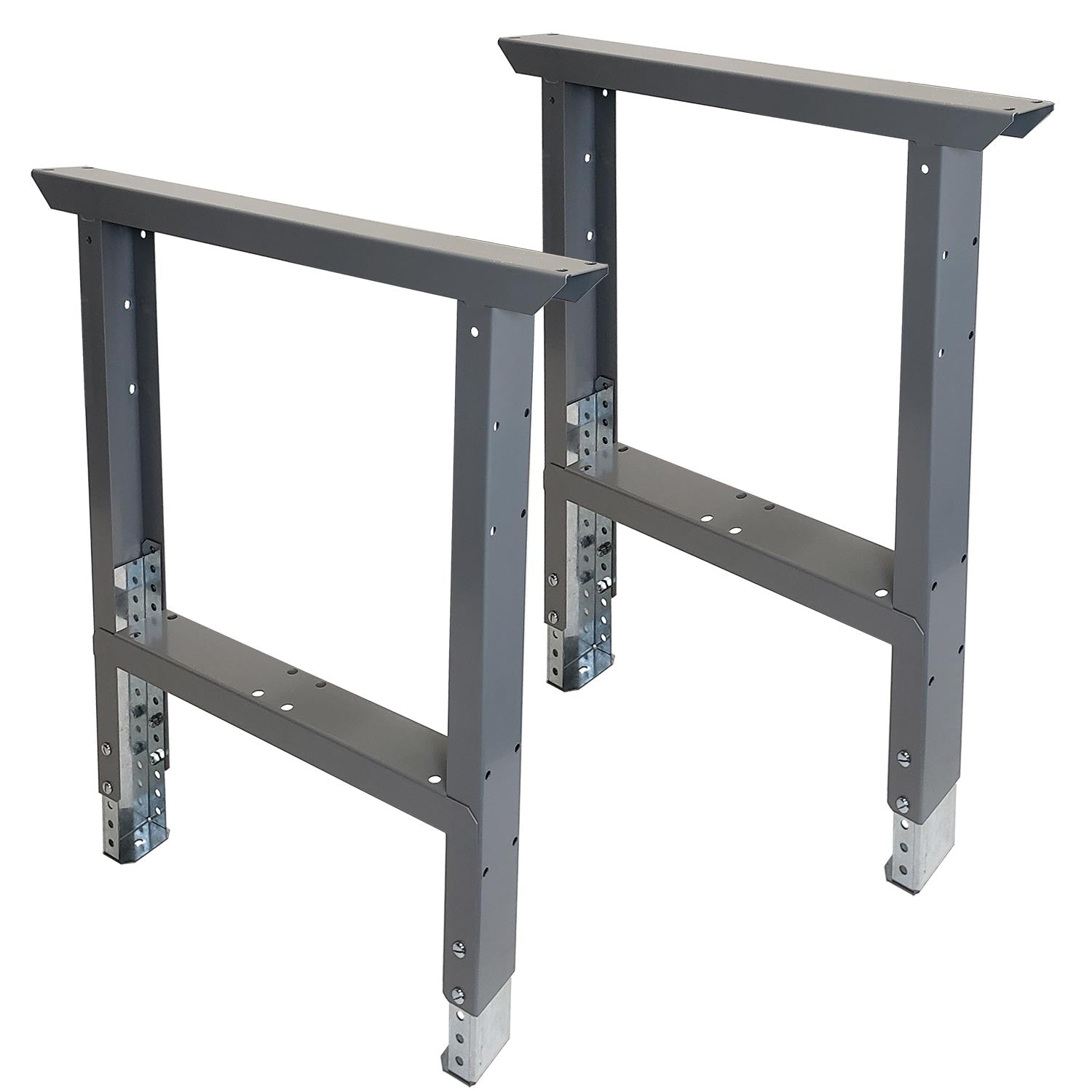 Adjustable Workbench Open Panel Legs - 2 Pack Set for DIY Projects, Woodworking, and Garage Organization | Heavy Duty Steel Frame with Easy Height Adjustment