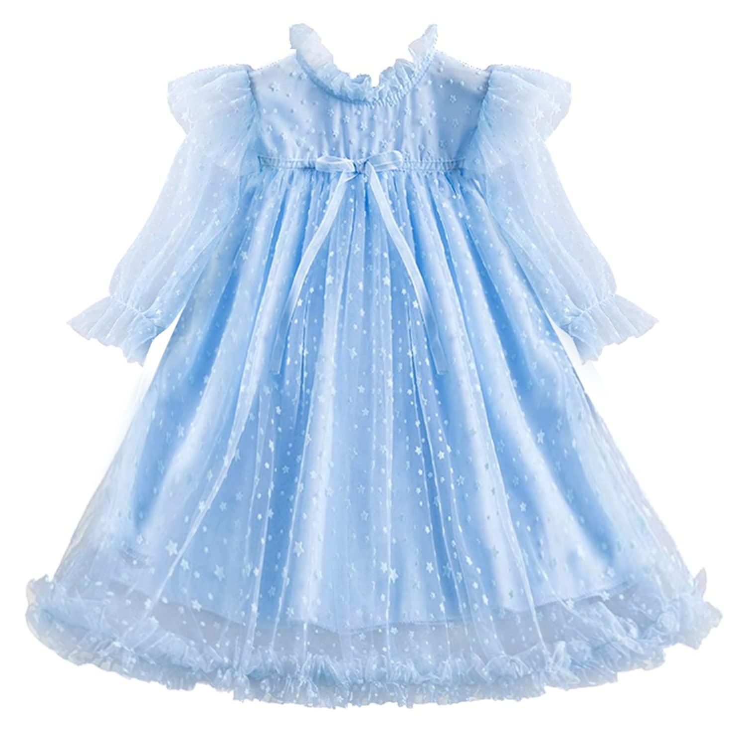 NNJXD Girls Lace Princess Dress - Vintage Floral Tulle Party Gown for Flower Girls, Pageant, Summer Weddings & Special Occasions | Perfect for Birthday Parties, Tea Parties & Photo Shoots