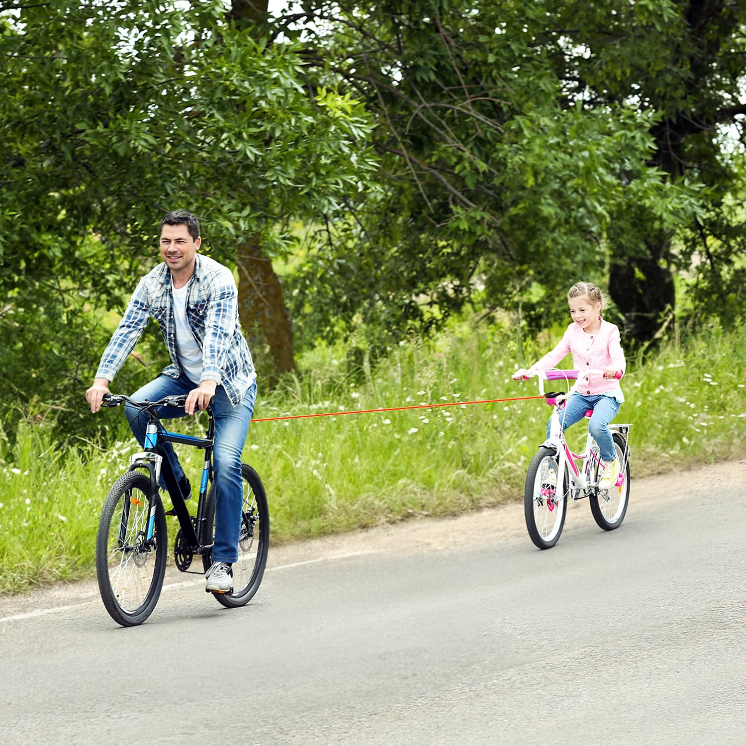 **Retractable Bike Tow Rope for Kids - Adjustable Bicycle Tow Strap System for E-Bikes, Mountain Bikes & Cycling - Perfect for Family Rides, Commuting & Outdoor Adventures**