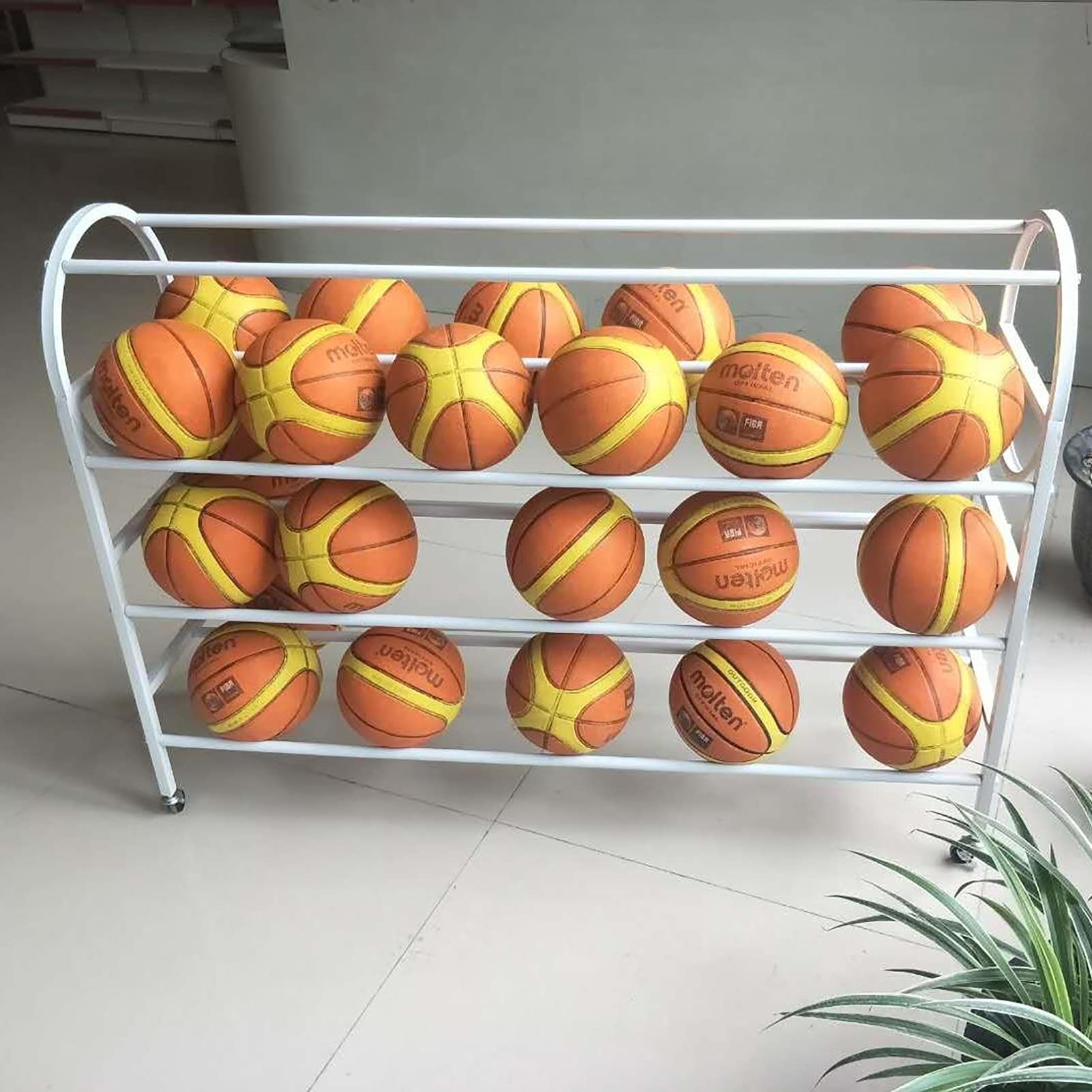35-Ball Basketball Storage Rack with Wheels - Heavy Duty Iron Ball Display Stand & Cart for Garage, Gym, or Sports Facility Organization