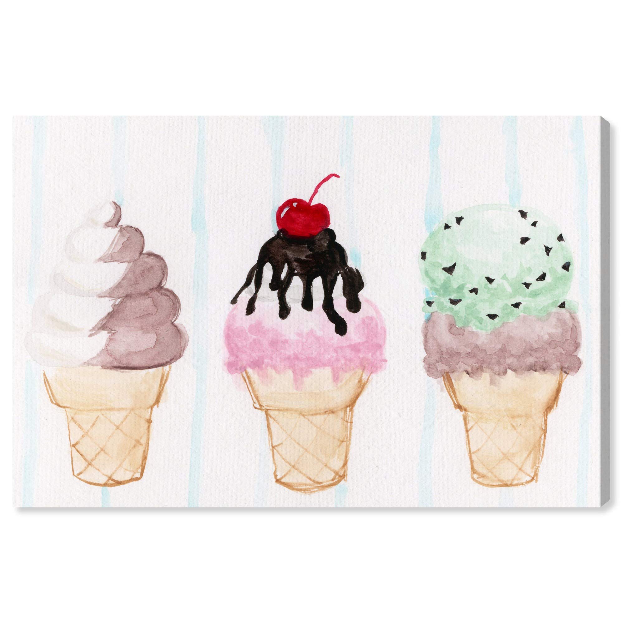 Wynwood Studio Ice Cream & Milkshakes Wall Art Canvas Print - 20x30 Inch Pink & White Food-Themed Home Decor for Kitchen, Diner, or Bedroom
