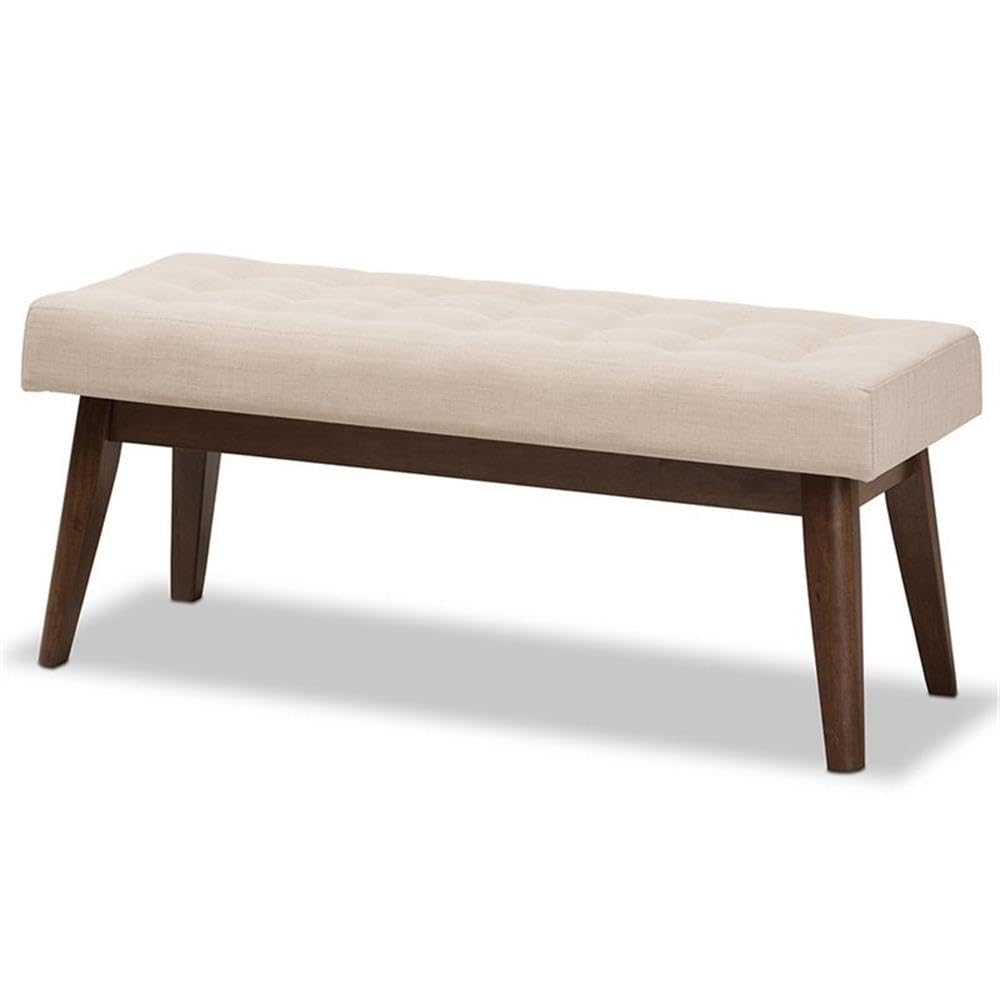 BOWERY HILL Button Tufted Upholstered Bedroom Bench in Beige - Stylish Seating for Bedroom, Living Room & Entryway Decor