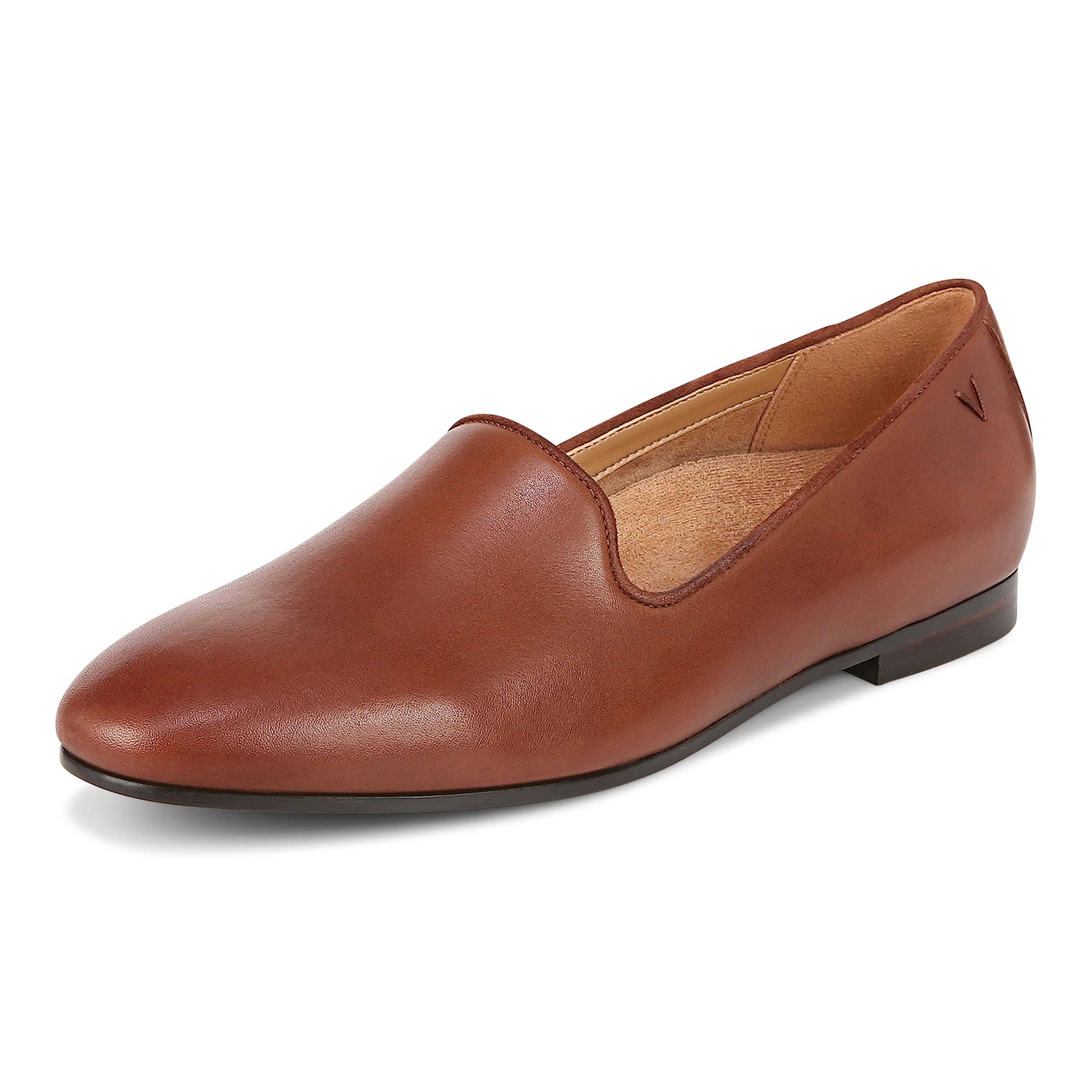 Vionic Women's Willa Slip-On Loafer - Comfortable Brown Nappa Leather Shoes Size 8 | Arch Support & Cushioned Footbed for Work, Travel & Everyday Wear