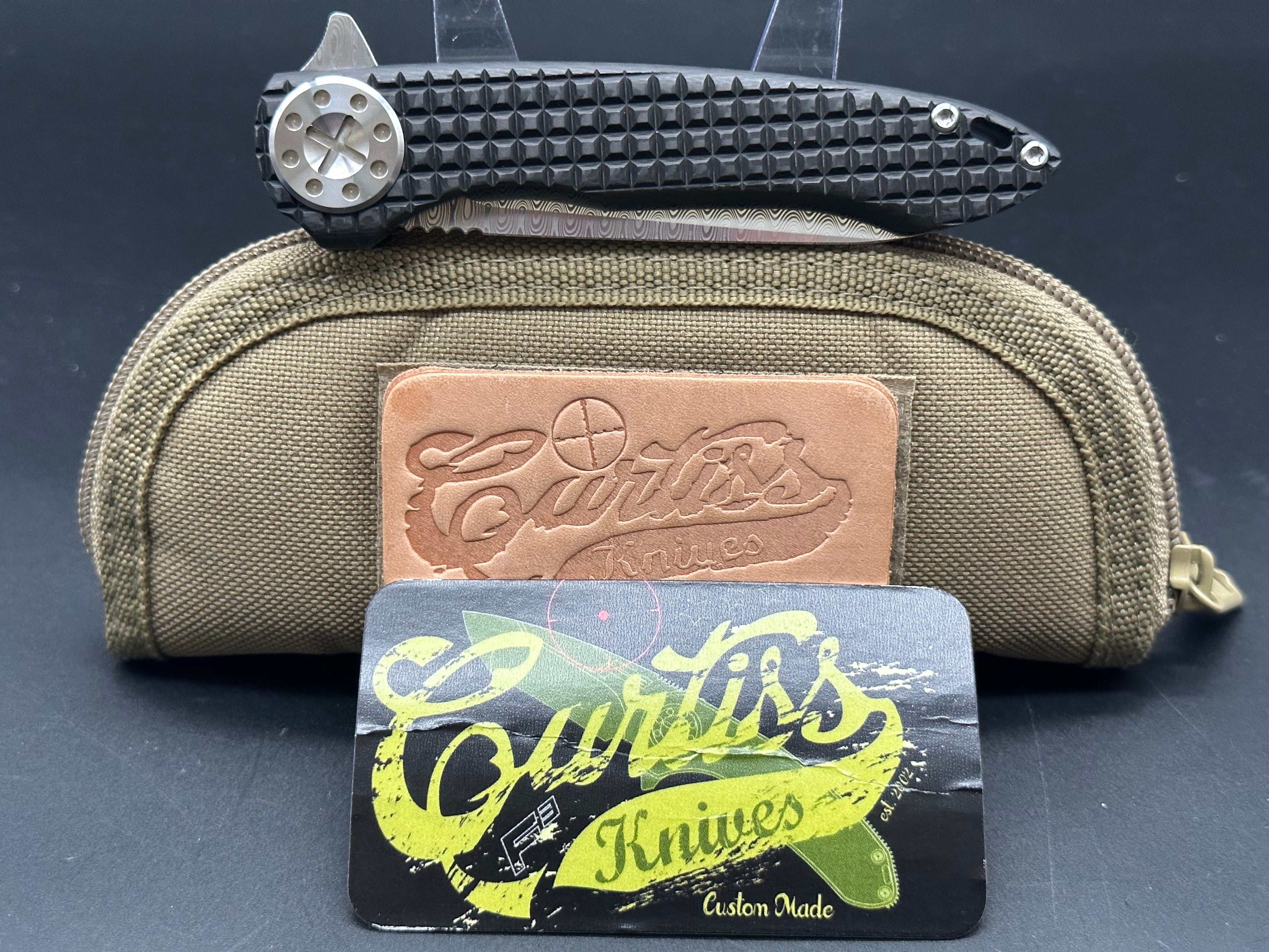 Premium Cruze Damascus Knife with Frag Patterned Handle - Handcrafted Custom Knives by Curtiss | Perfect for Outdoor Adventures, Camping & Survival Gear