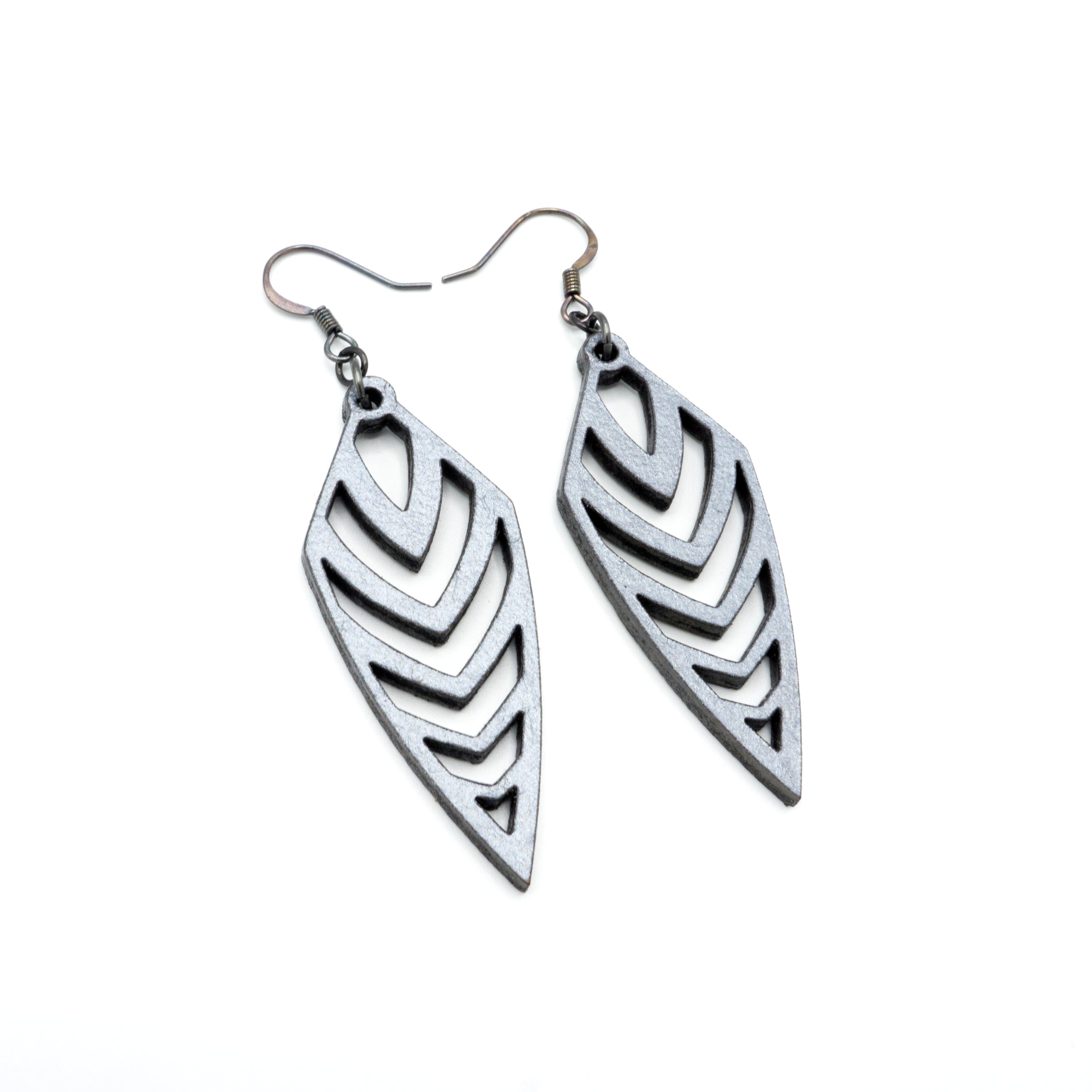Arrowhead 03 [S] Silver Leather Earrings - Boho Chic Handmade Jewelry for Women, Perfect for Festivals, Parties & Everyday Wear