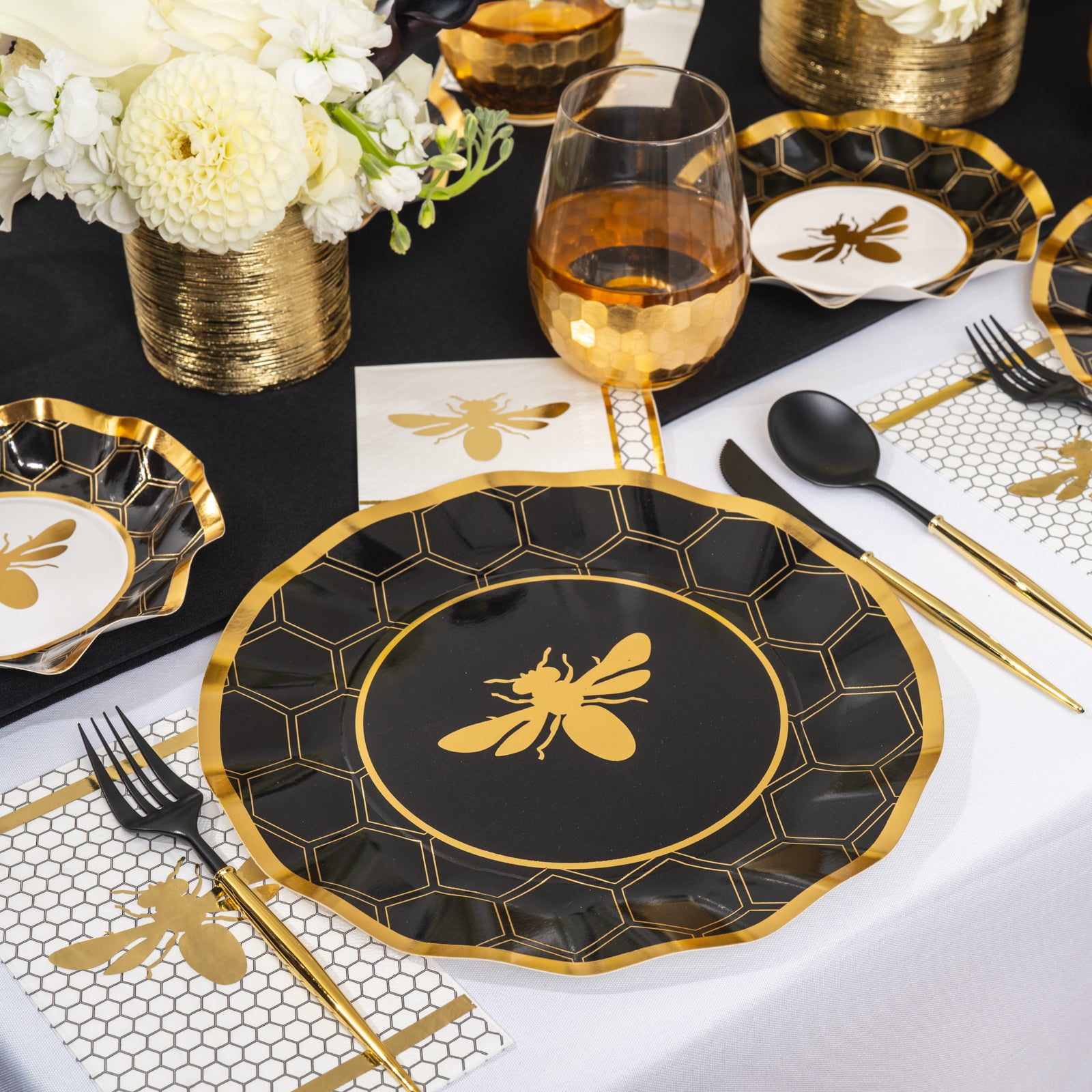Premium Honeybee Design Cocktail Napkins - 20 Pack | Elegant Party, Wedding & Event Decor | Eco-Friendly Paper Napkins for Drinks & Appetizers