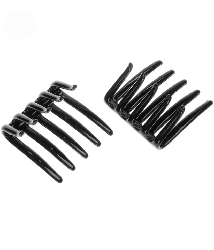 Fashion Fitoor Hair Crab French Juda Hair Clips - Glossy Black Interlocking Side Combs for Women & Girls (Pack of 2, Shell Black) - Perfect for Weddings, Parties & Everyday Styling