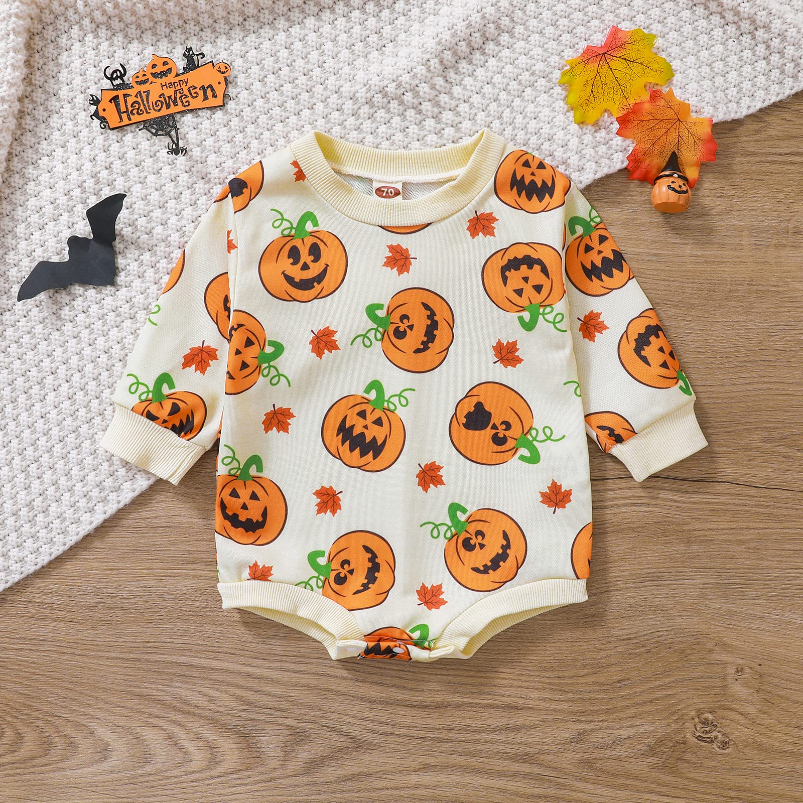 Unisex Baby Bodysuit - Evil Teeth Print Long Sleeve Halloween Outfit for Boys & Girls | Newborn Infant Costume Set for Halloween Parties & Dress-Up Play