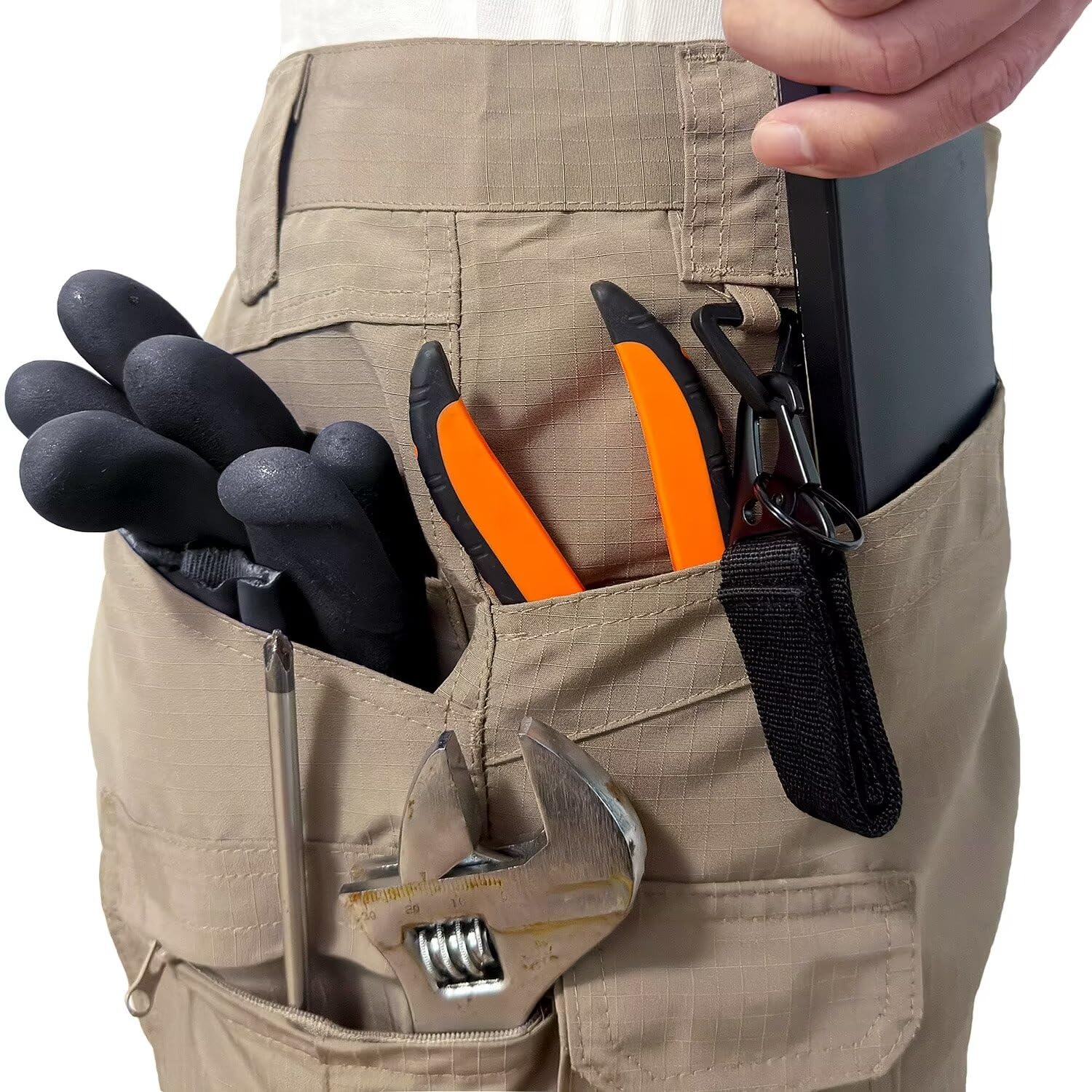 Men's Tactical Cargo Pants - 10-Pocket Military Work Hiking Pants with Carabiner Clip | Water Resistant & Lightweight Ripstop Fabric | Perfect for Outdoor Adventures, Camping & Tactical Operations