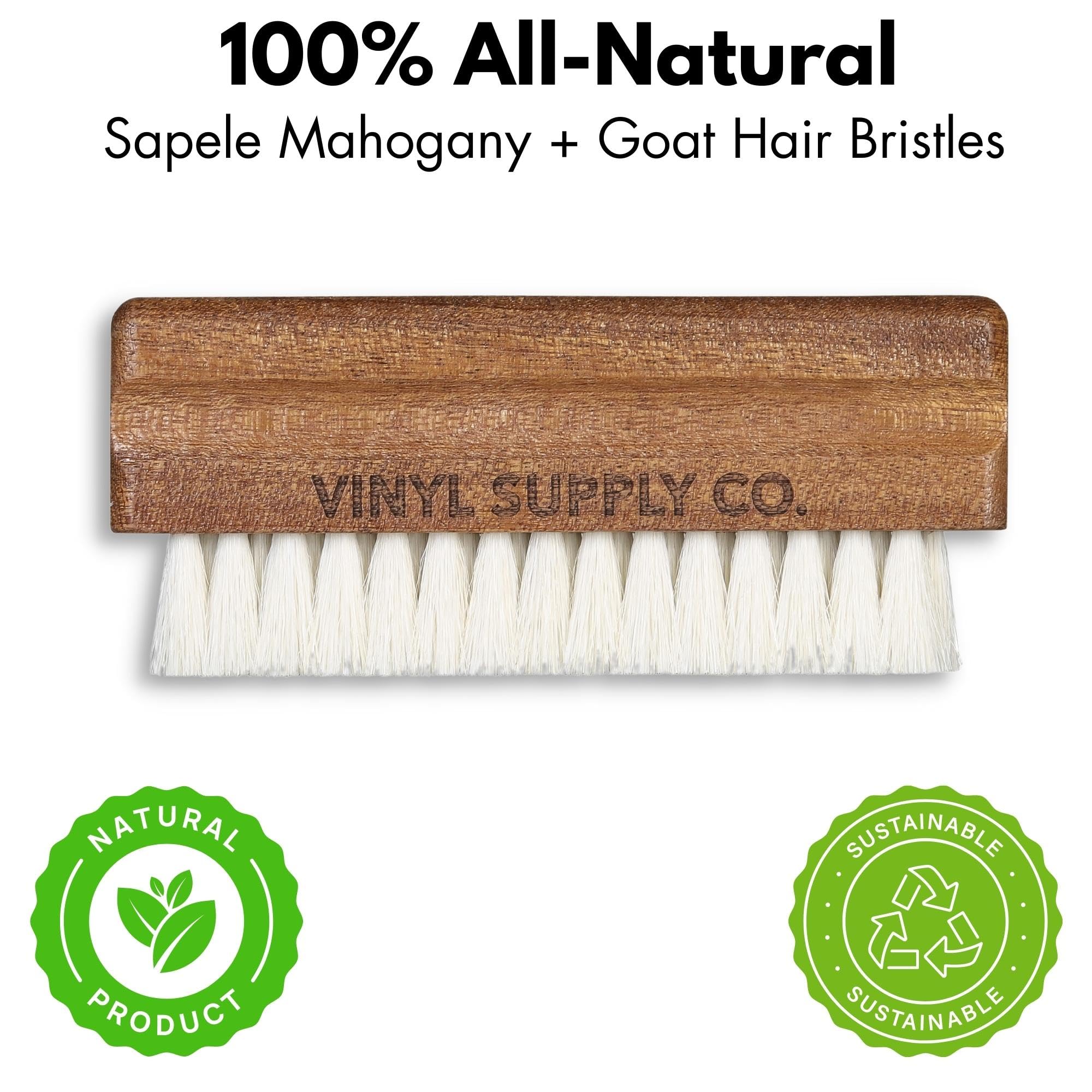 Natural Goat Hair Vinyl Record Brush - Wood Care Kit for Vinyl Cleaning