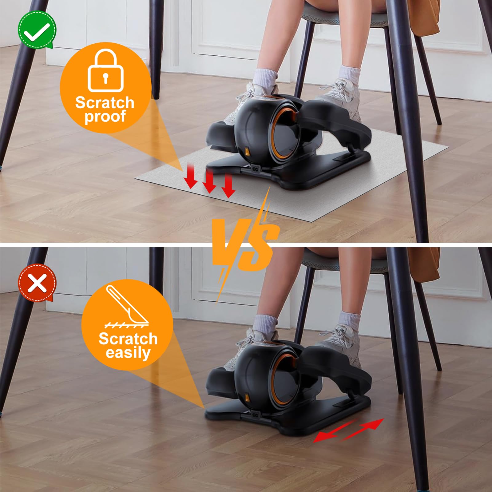 Non-Slip Elliptical Machine Mat - Dark Grey Exercise Mat for Under Desk Elliptical, Stair Stepper & Leg Exerciser | Perfect for Home Gym, Office Workouts & Senior Fitness
