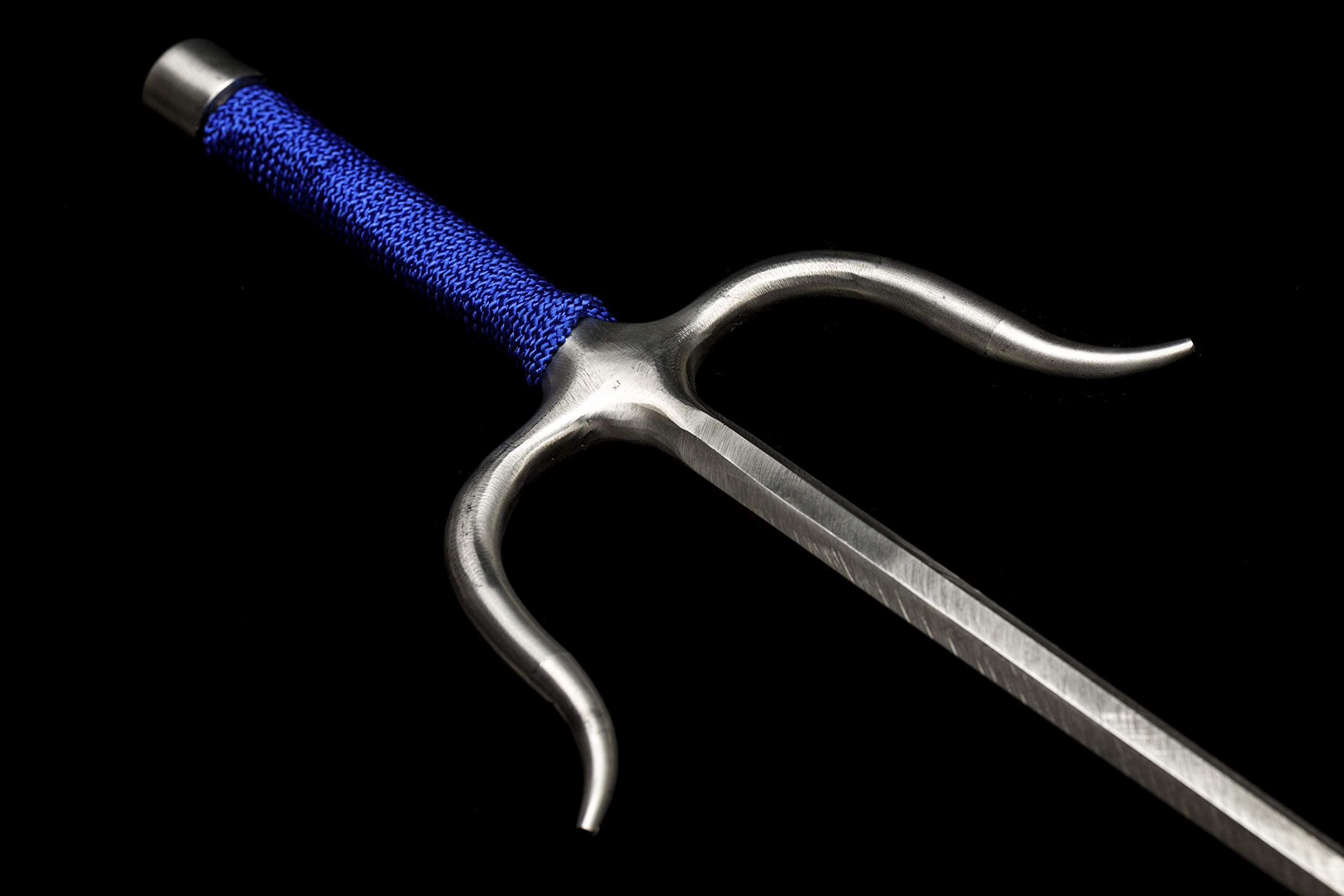 SAI Professional KOBUDO Stainless Steel Martial Arts Weapons - Octagonal Design with Blue String Grip (Pair) for Self Defense Training & Karate Practice