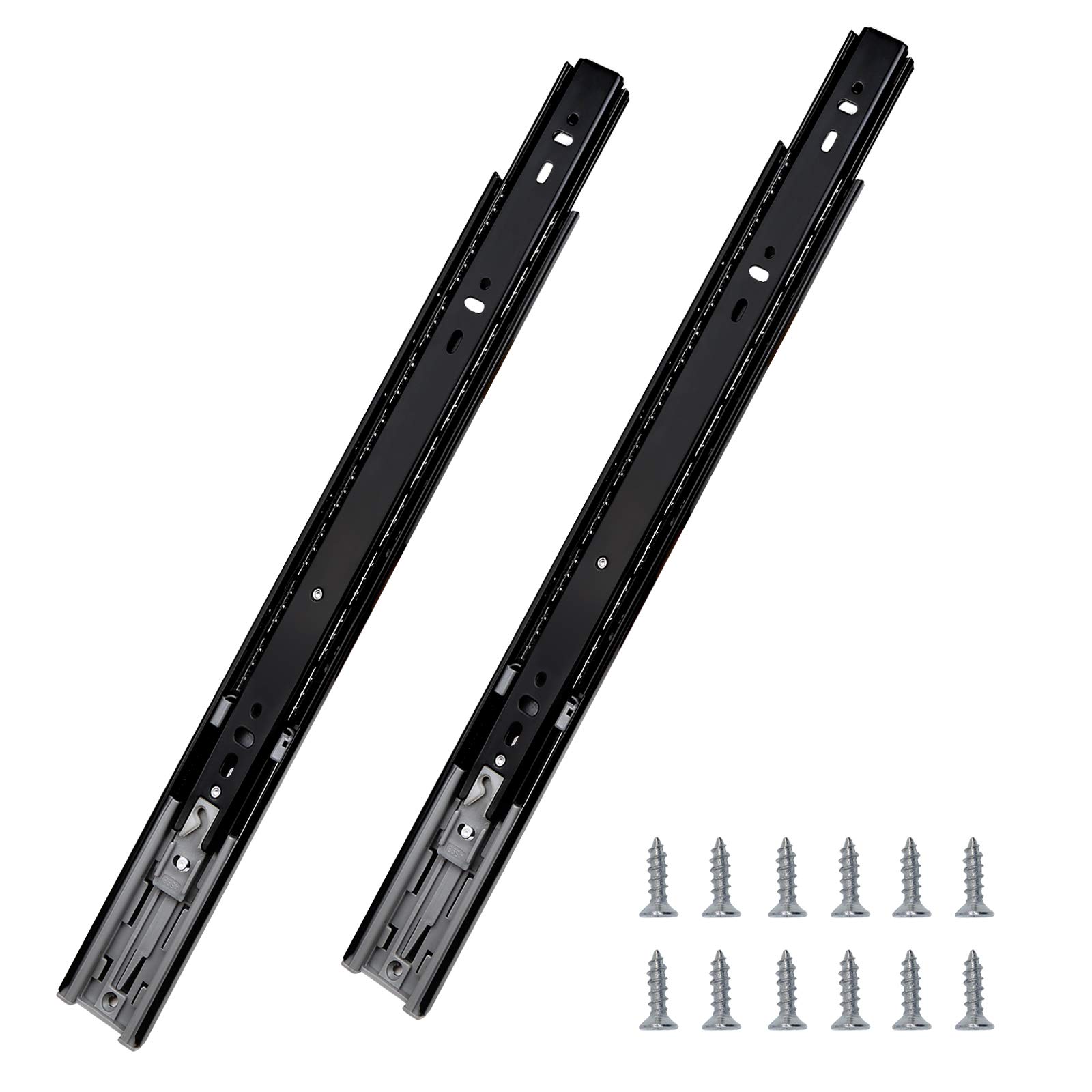 5-Pair Probrico 22-Inch Soft Close Slide Mounted Drawer Slides - 3-Fold Full Extension Ball Bearing Glides - Black Cold Rolled Steel - Perfect for Kitchen Cabinets, Office Furniture & DIY Storage Solutions