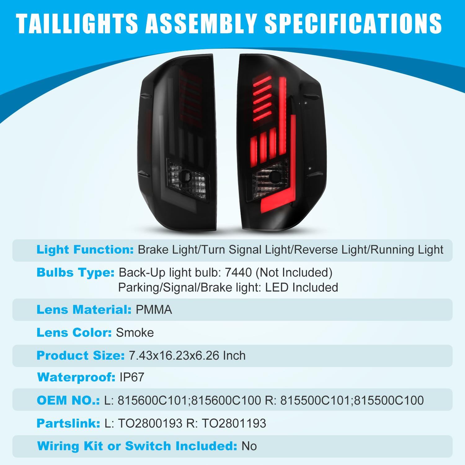 CPW LED Tail Lights for Toyota Tundra 2014-2021 - Sequential Turn Signal, Brake & Reverse Lights - Matte Black/Smoke Replacement Taillights (Plug & Play) - Perfect for Off-Roading, Night Driving & Vehicle Customization