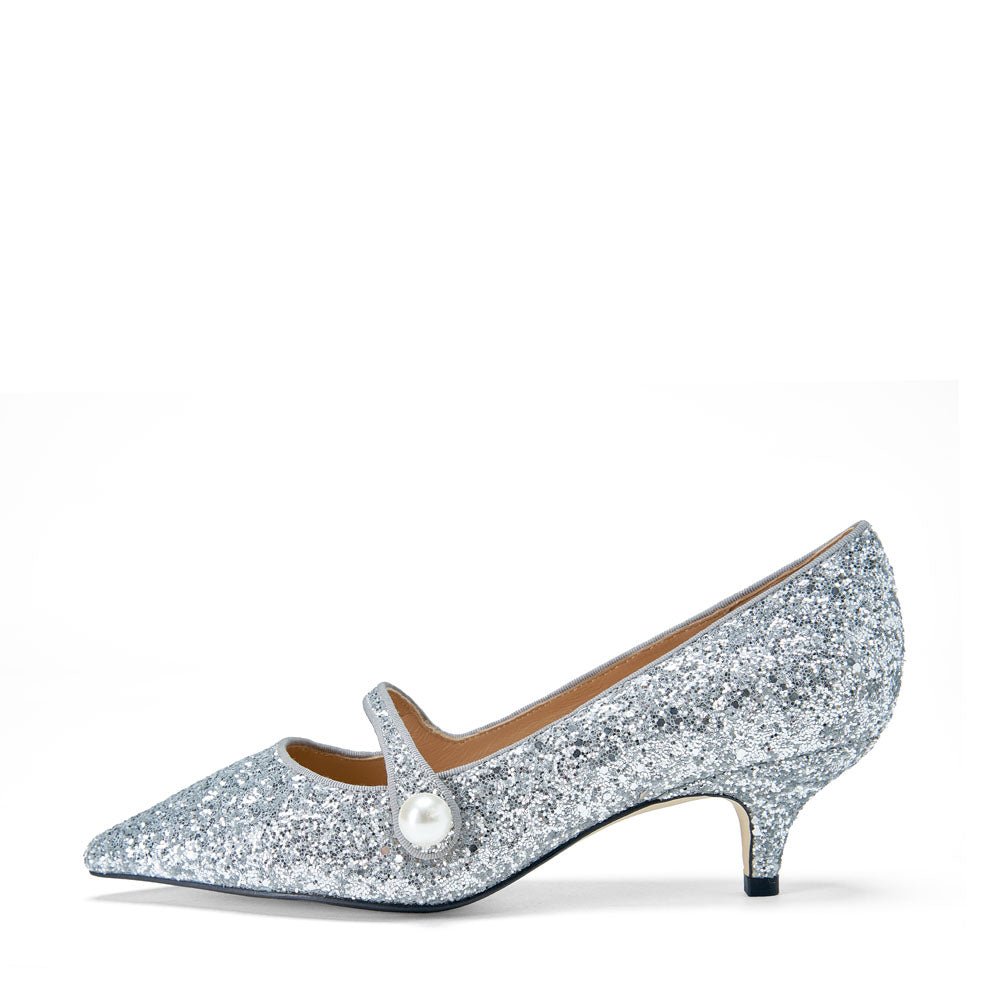 Yvonne Glitter Silver Heels - Women's Sparkly Evening Party Shoes for Prom, Wedding & Special Occasions