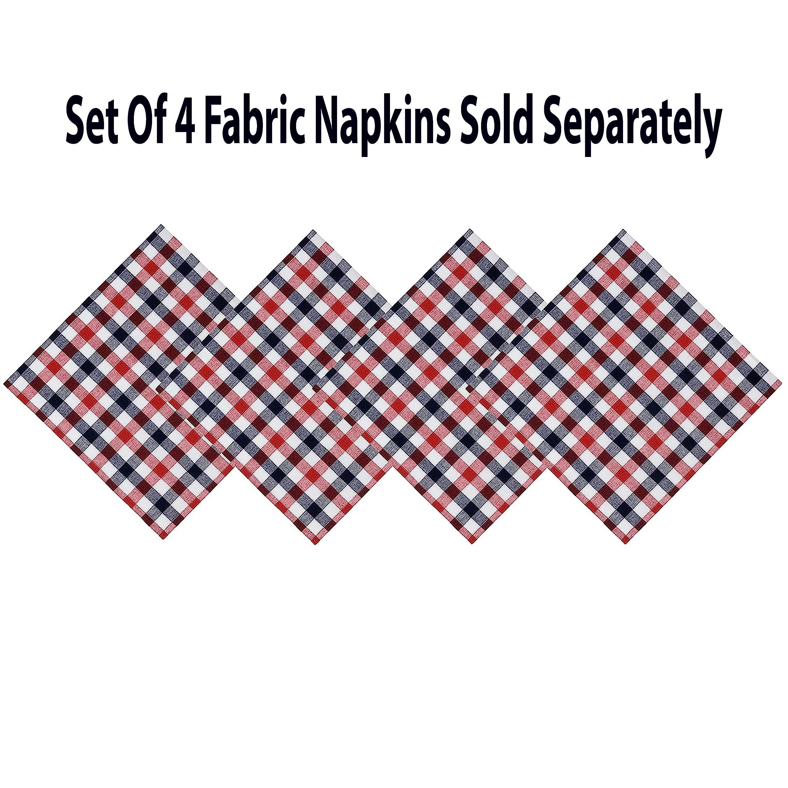 4-Pack Rectangle Fabric Placemats - Patriotic Gingham Pattern in Red White & Blue - Indoor/Outdoor Dining & BBQ Party Decor - Durable American-Themed Table Setting for Picnics, Backyard Gatherings & Holiday Celebrations