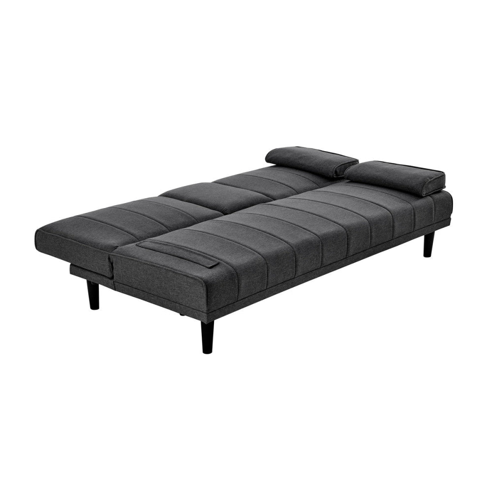 Bonita Pintuck Fabric Sofa Bed in Salt & Pepper Color - Convertible Sleeper Sofa for Small Spaces, Guest Room & Studio Apartments