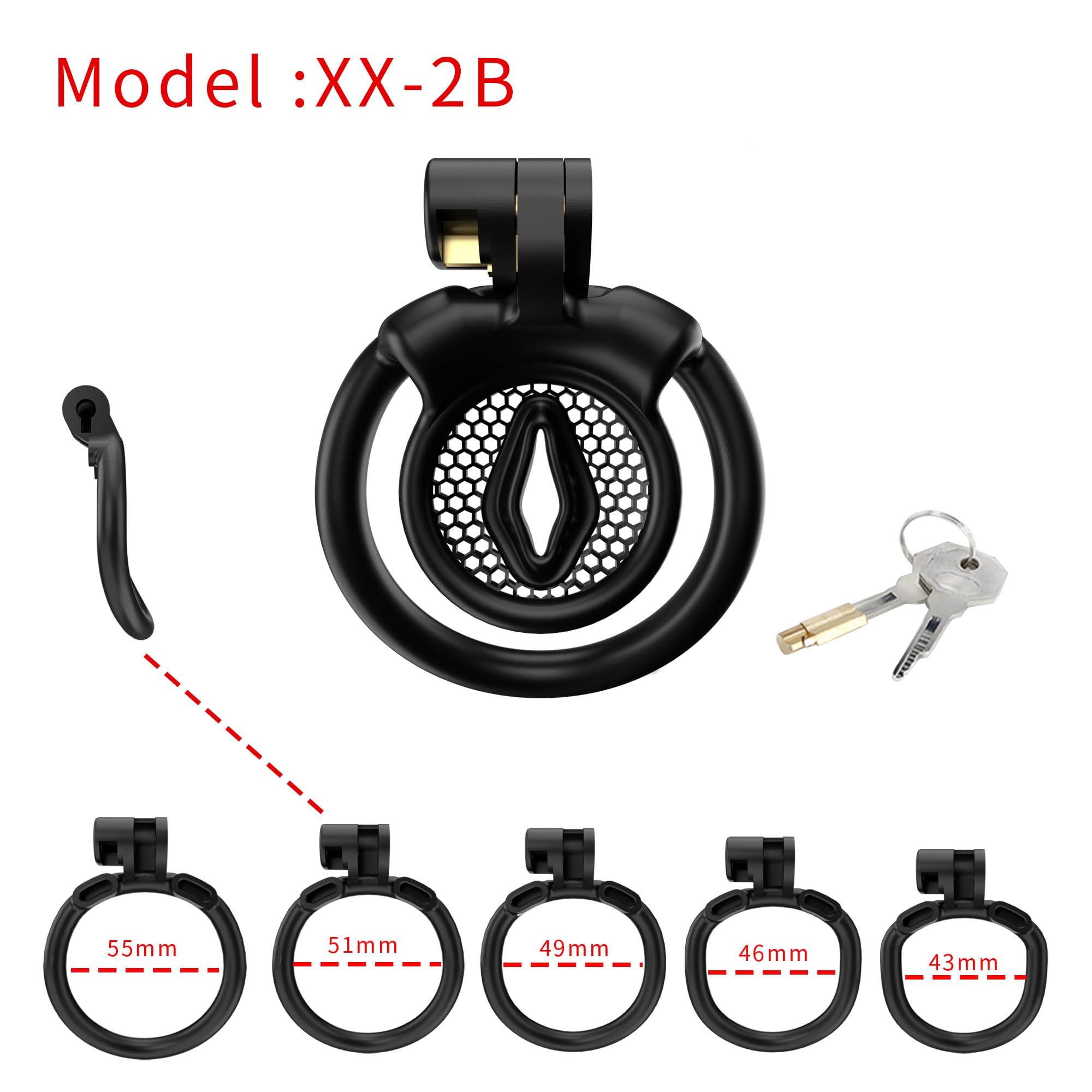 Small Negative Flat Chastity Cage for Men - Plastic BDSM Penis Cage with Secure Lock Design - Couples Sex Toy for Male Chastity Play (Black, Flat-B) - Perfect for Long-Term Wear and BDSM Bondage Scenes