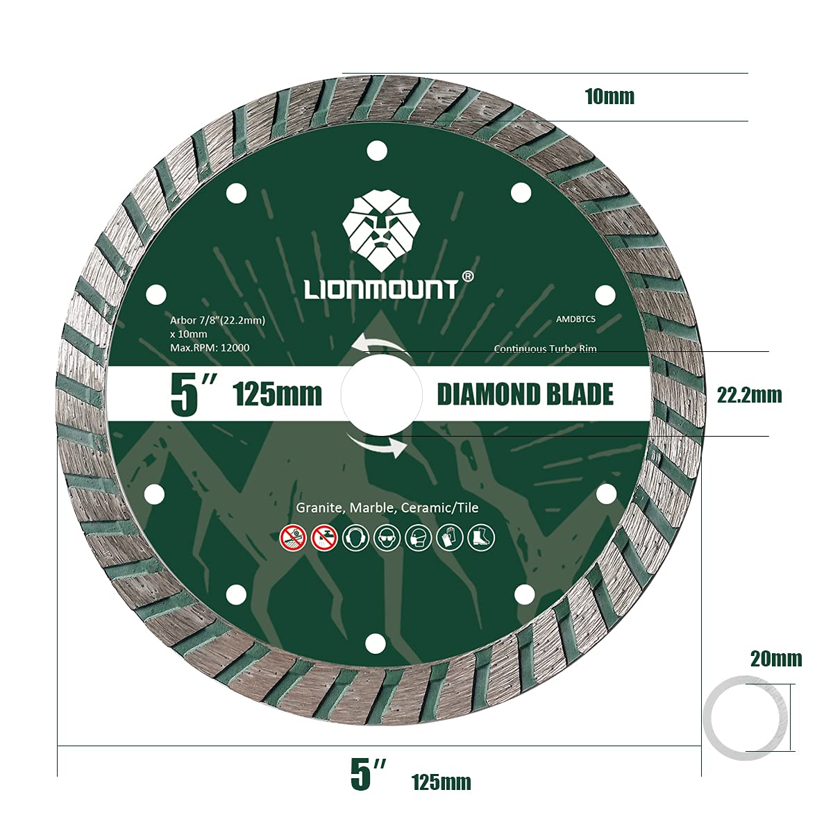 2PCS Ultra Thin 5-Inch Diamond Grinder Blades - Premium Porcelain Tile & Granite Cutting Discs for Wet/Dry Angle Grinders - Perfect for Bathroom Renovation, Kitchen Backsplash & Floor Tile Installation