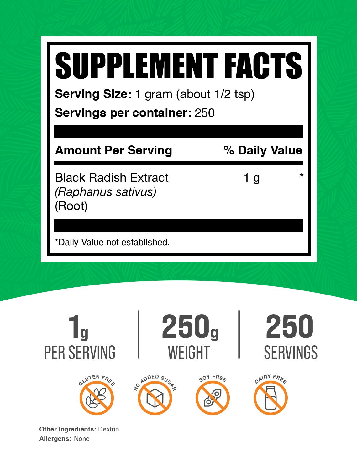 Organic Black Radish Extract Powder - 100% Pure & Natural Dietary Supplement for Detox & Liver Support - Boost Immunity & Digestion - Perfect for Smoothies, Juices & Wellness Drinks