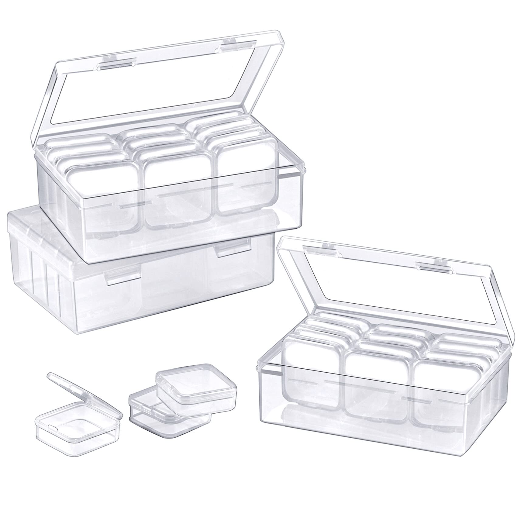 36Pcs Small Plastic Storage Containers with Lids - Bead Organizer Box for Crafts, Sewing Accessories, Jewelry Making & Diamond Art - Portable Hinged Box for Home, Office & Travel Organization