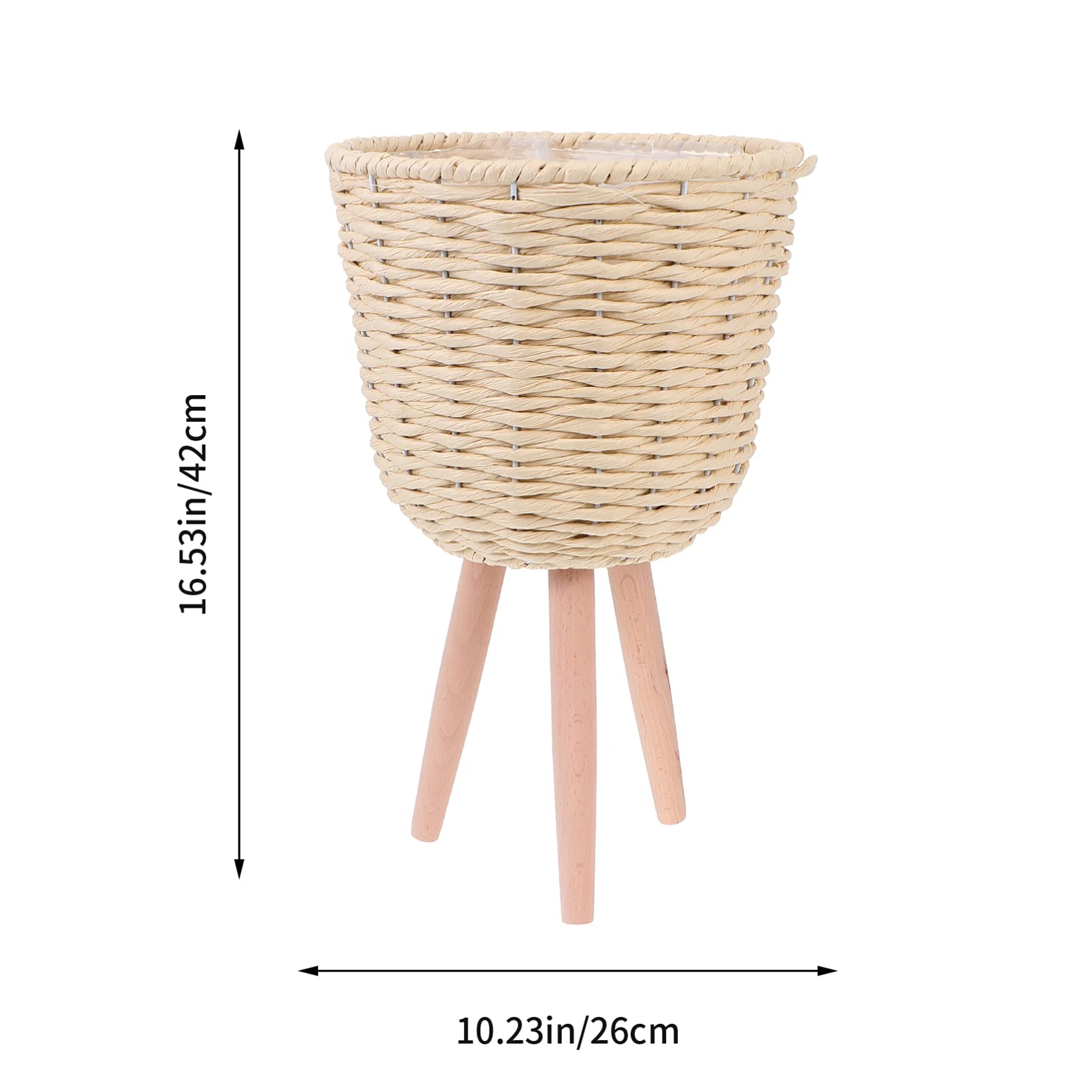 DOITOOL Modern Woven Rattan Plant Basket with Stand - Handmade Decorative Wicker Flower Pot Holder for Indoor & Outdoor Plants | Perfect for Living Room, Patio, Garden Decor