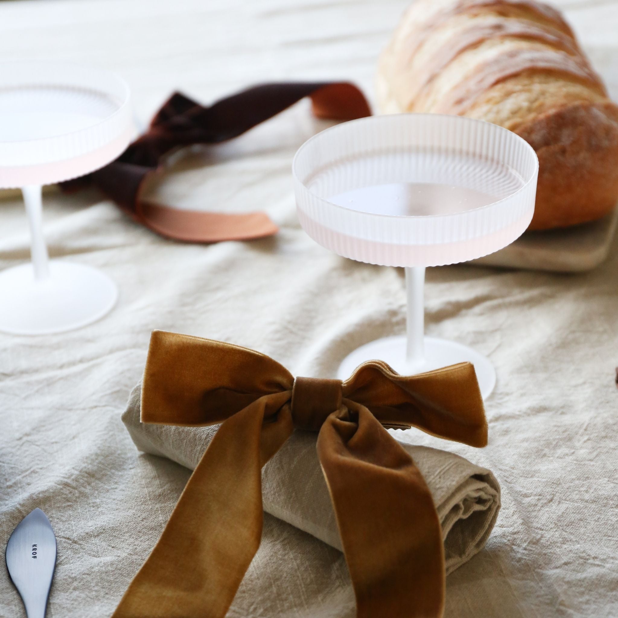 FERM LIVING Ripple Champagne Saucers - Set of 2 Frosted Glass Coupe Dishes for Wedding, Party & Cocktail Serving - Elegant Drinkware for Champagne, Desserts & Appetizers