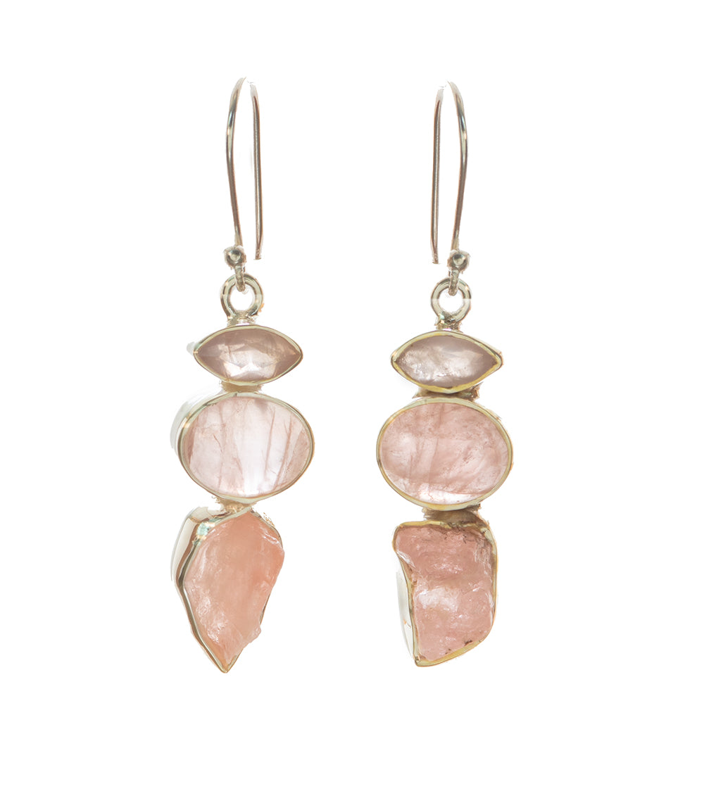 Rose Quartz Earrings for Women - Natural Stone Healing Jewelry for Chakra Balancing & Positive Energy - Perfect for Meditation, Yoga & Spiritual Gifts