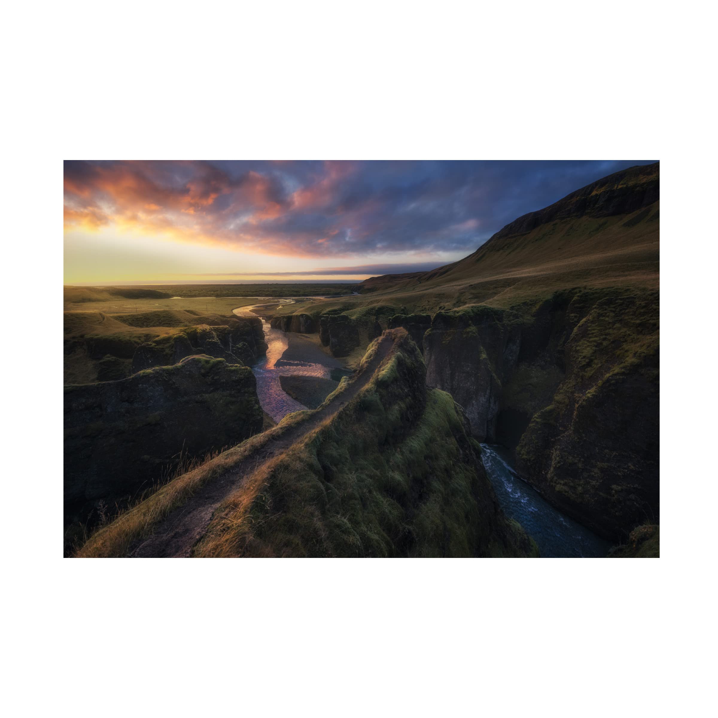 David Martin Castan 'Iceland At Sunset' Canvas Wall Art Print - Stunning Landscape Painting for Living Room, Bedroom & Office Decor