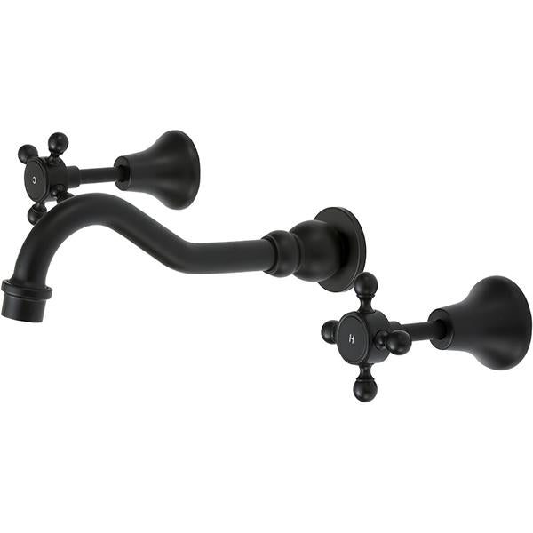 Fienza 336102BK Lillian Shepherds Crook Matte Black Bathroom Faucet Set - Elegant Modern Sink Faucet for Bathroom Vanity, Powder Room & Guest Bath