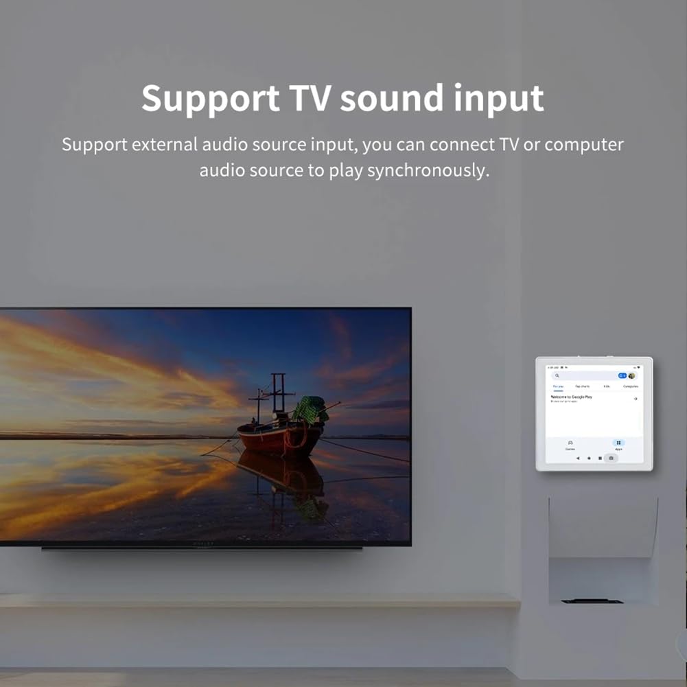 iFutniew Mini 8 Ohm Bluetooth Amplifier - 4x25W Stereo Home Theater System with Android 10.0, WiFi & Bluetooth - White Wall Mountable Amp for Background Music & Multi-Room Audio