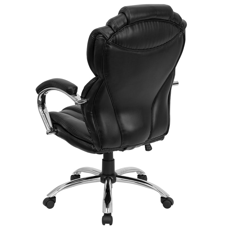 FLASH Dorothy High Back Transitional Style Black LeatherSoft Executive Swivel Office Chair with Arms - Ergonomic Desk Chair for Home Office, Conference Room & Executive Suites