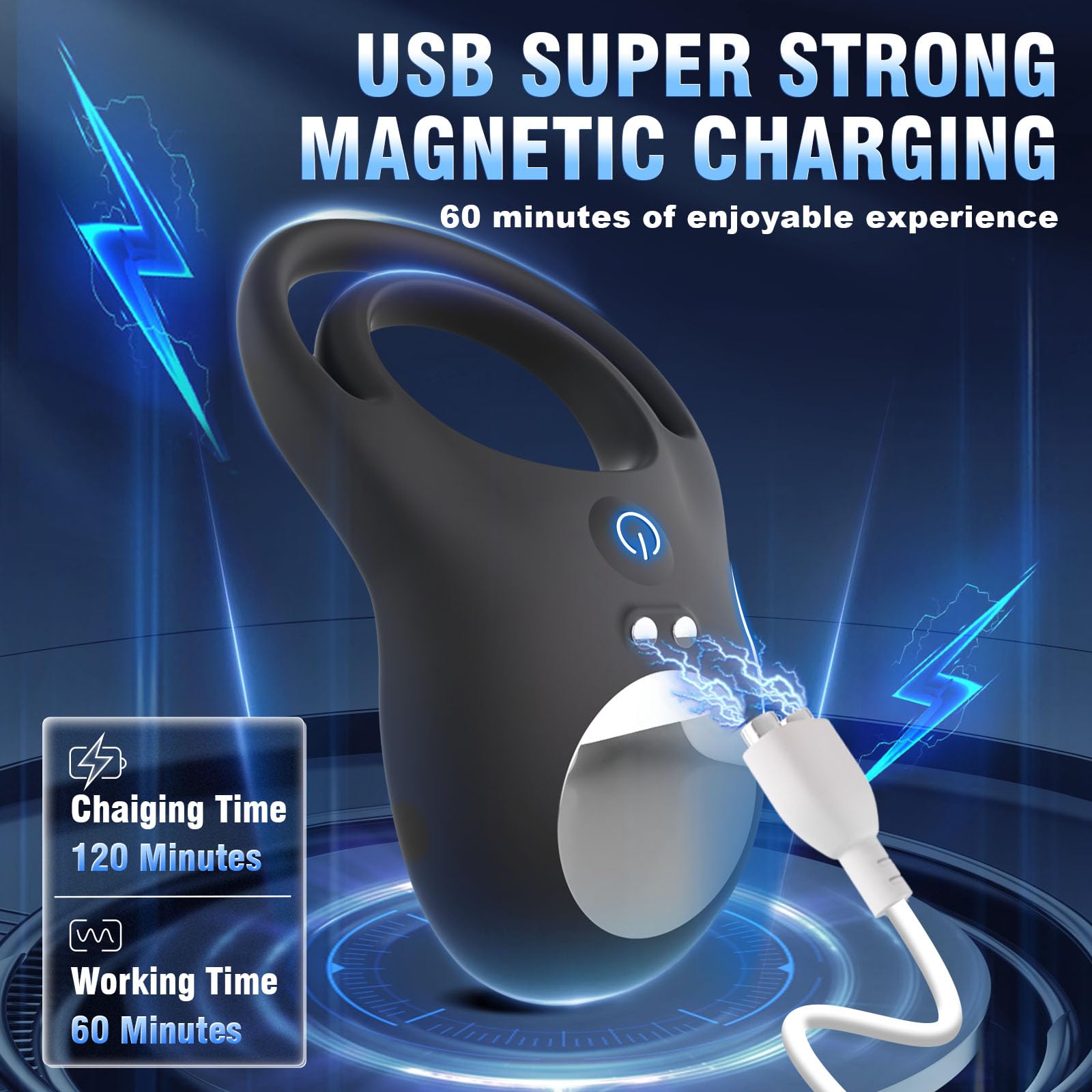 Vibrating Cock Ring for Couples - 10 Powerful Vibration Modes, Rechargeable Penis Ring for Enhanced Pleasure - Black Adult Sex Toy for Men & Women | Perfect for Couples Play, Solo Use & Spicing Up Your Intimate Moments