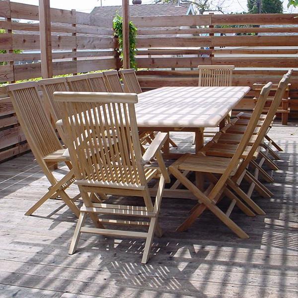 Premium Teak Valencia Classic 15-Piece Outdoor Dining Set - Weather-Resistant Patio Furniture for Garden, Poolside & Backyard Entertaining