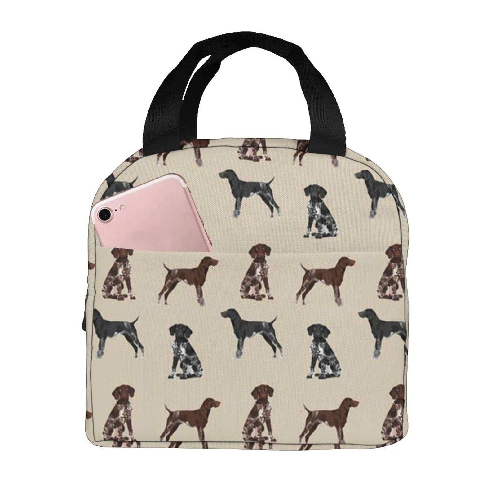 Meledre Insulated Lunch Bag for German Shorthaired Pointer Lovers - Reusable Tote Lunch Box for Men & Women - Leakproof Food Container (Black, One Size) - Perfect for Work, School, Picnics & Outdoor Activities